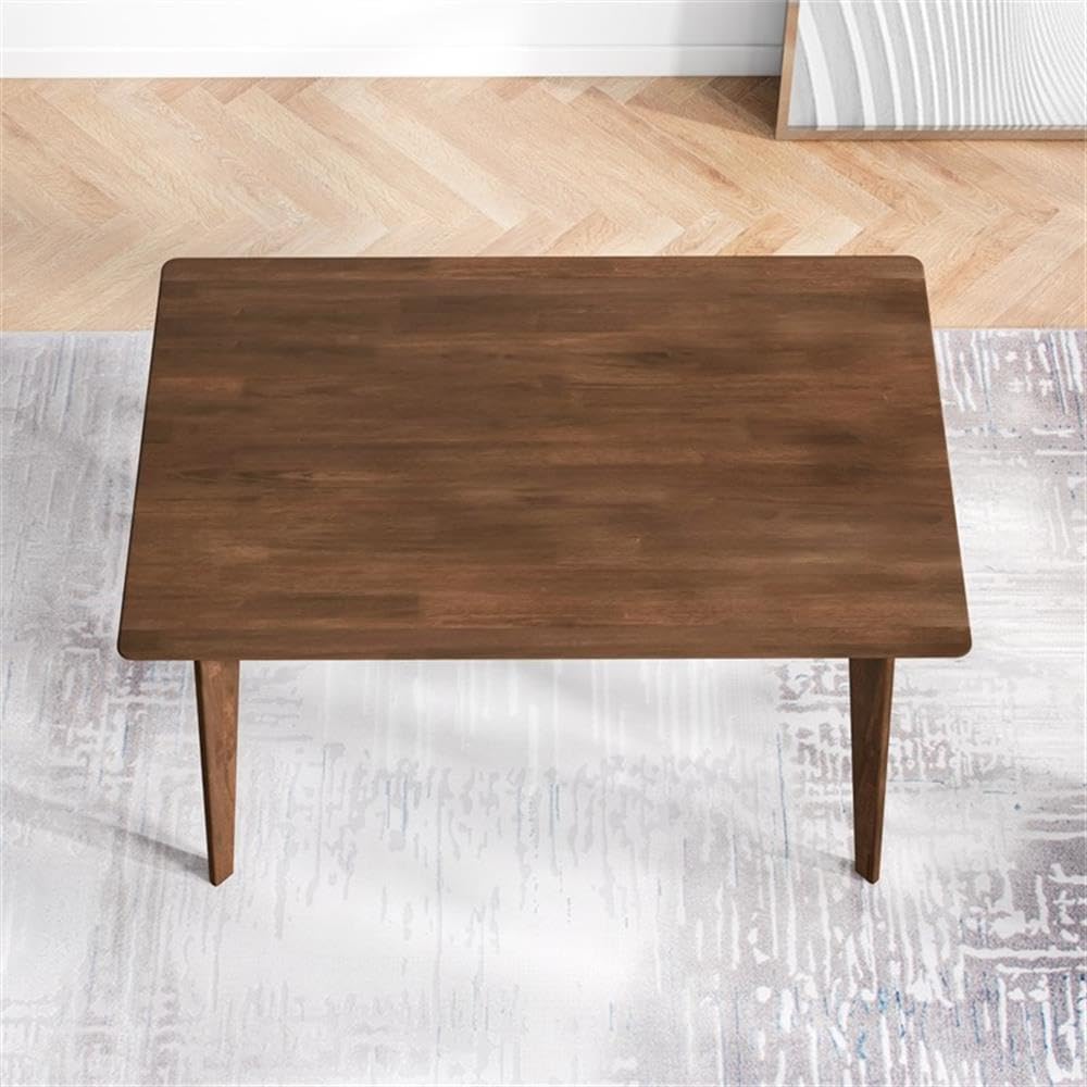 Mid-Century 47-inch Rectangular Solid Wood Dining Table - Brown - Pemberly Row - Perfect for Modern Dining Rooms & Small Space Homes