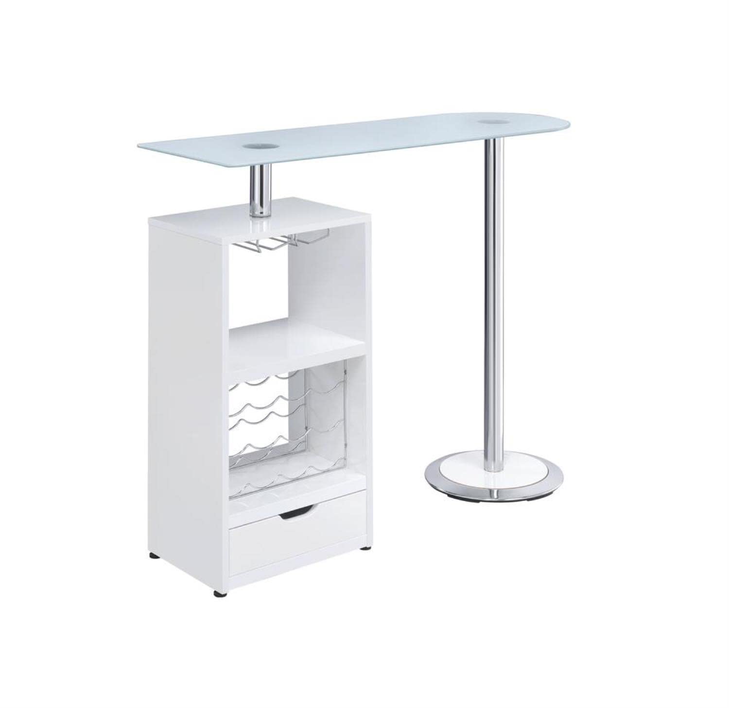White Coaster Furniture Bar Table with Wine Storage - Perfect for Home Bars, Dining Rooms & Entertaining Spaces