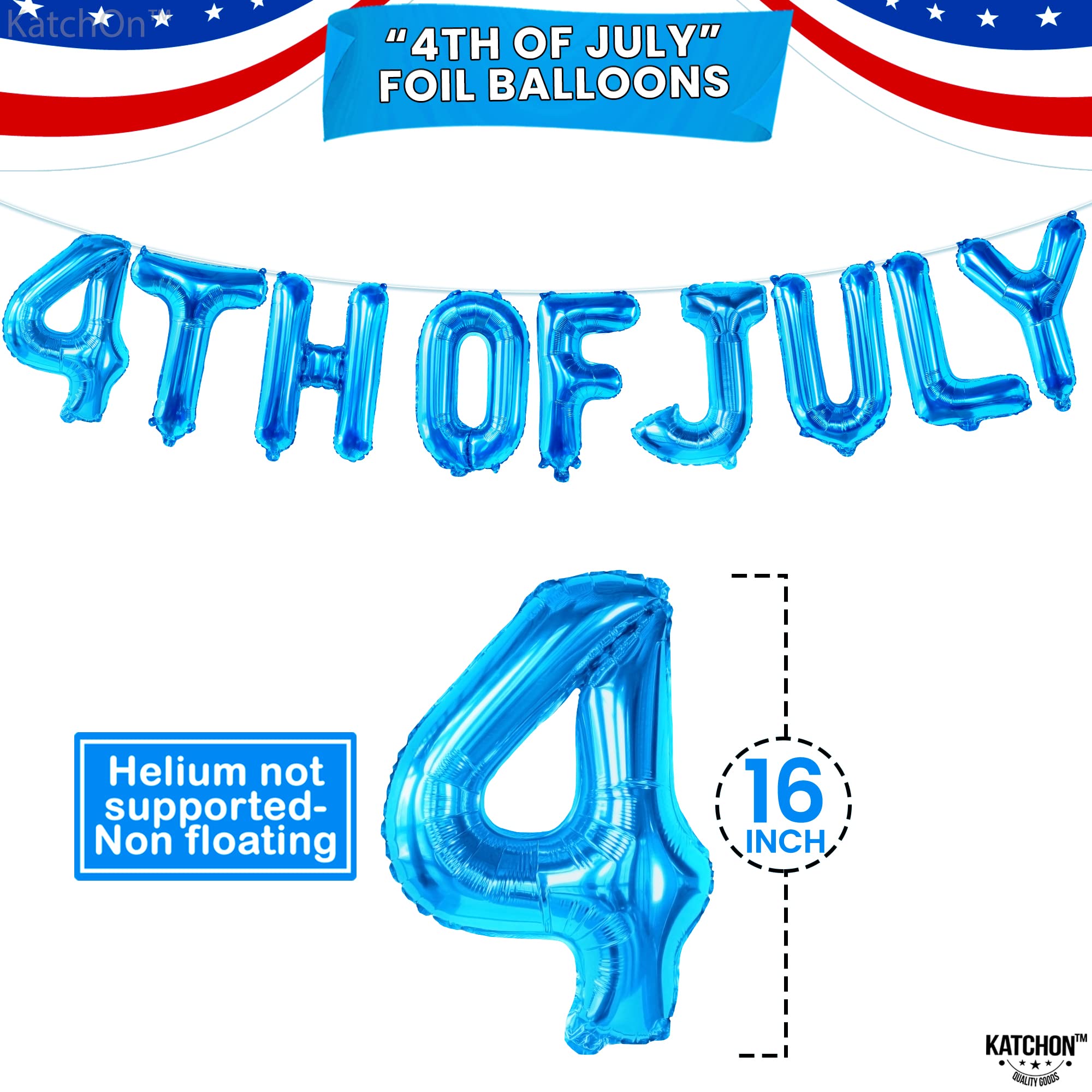 KatchOn 26 Inch 4th of July Balloons Decorations - Patriotic American Flag & Star Balloons for Independence Day Party Supplies | USA-Themed Party Decor | Perfect for Backyard BBQs, Parades & Patriotic Celebrations