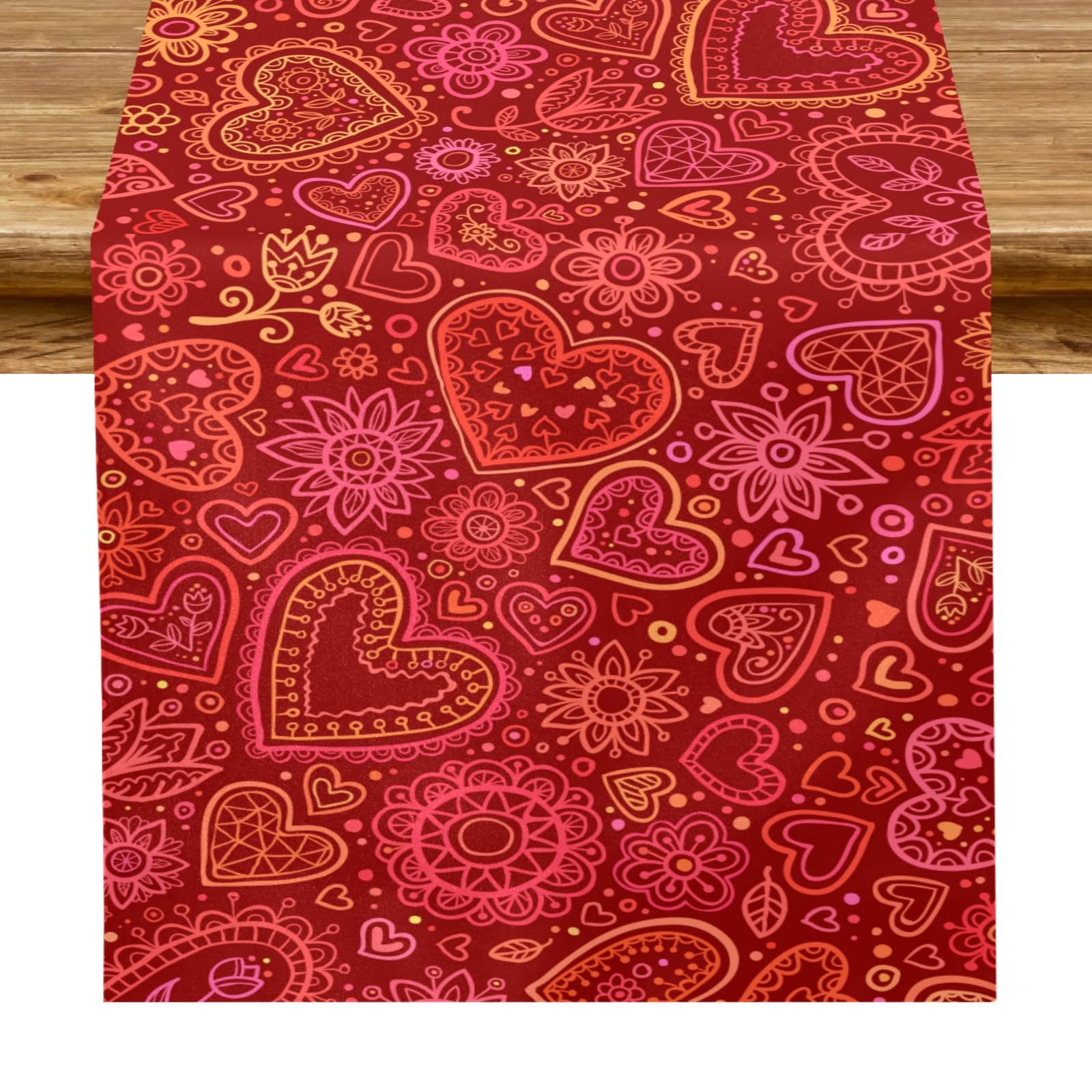 Valentine's Day Table Runner 70 Inches - Red Love Hearts Kitchen Table Decor for Dining Room, Farmhouse, Christmas - Perfect for Romantic Dinners, Holiday Gatherings & Home Decoration