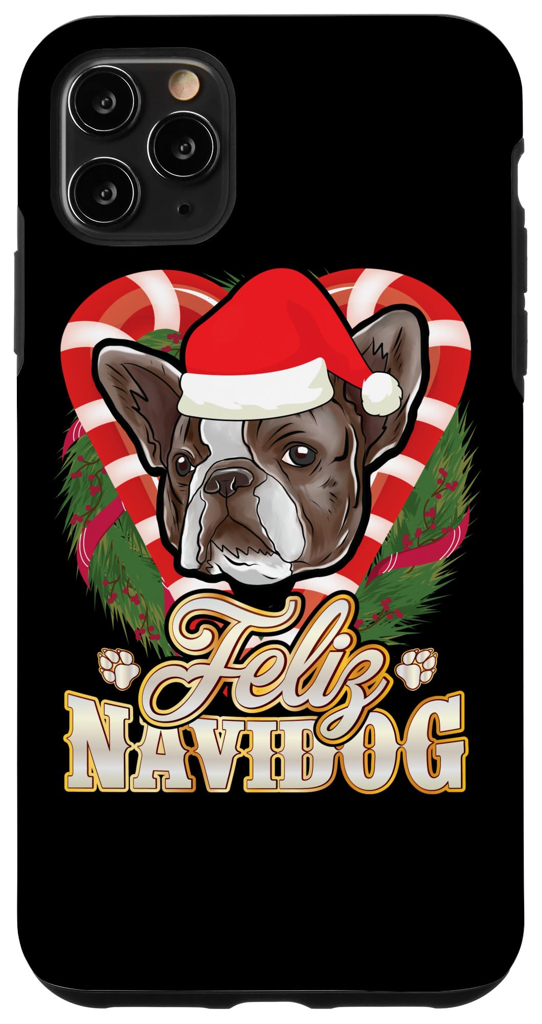 iPhone 11 Pro Max Case - French Bulldog in Santa Hat Christmas Design | Cute Holiday Dog Phone Cover for iPhone 11 Pro Max | Perfect Gift for Pet Lovers and Christmas Celebrations