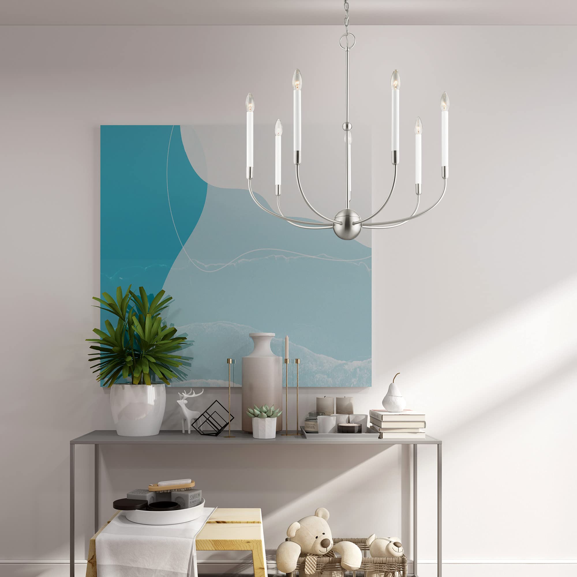 Livex Lighting 46067-04 7-Light Black Chandelier - Modern Crystal Ceiling Fixture for Dining Room, Bedroom & Living Room Decor
