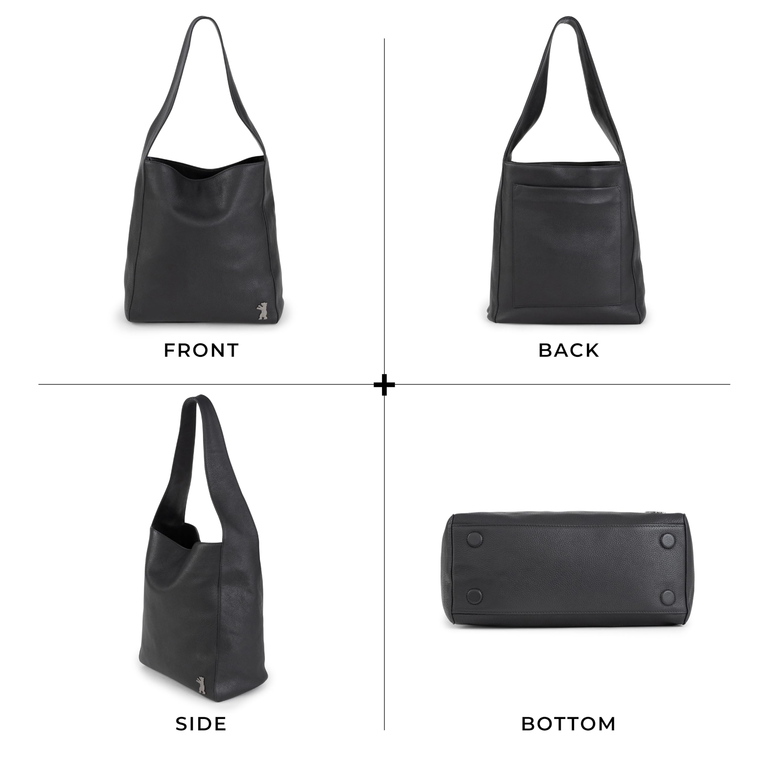 Premium Genuine Leather Tote Bag for Women - Stylish Shoulder Bag & Hobo Handbag - Atlanta Inspired Design - Black - Perfect for Work, Travel & Everyday Use