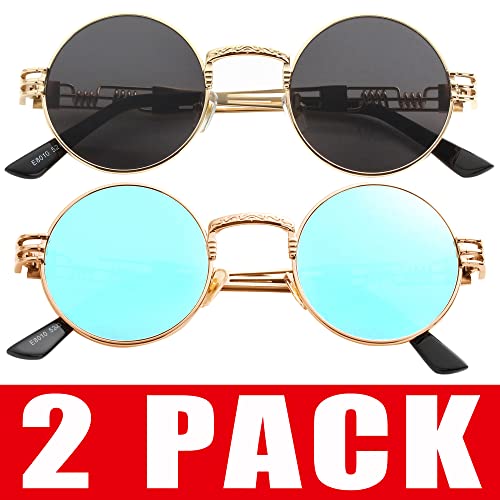 2 Pack (Gold/Black + Gold/Blue Mirrored)