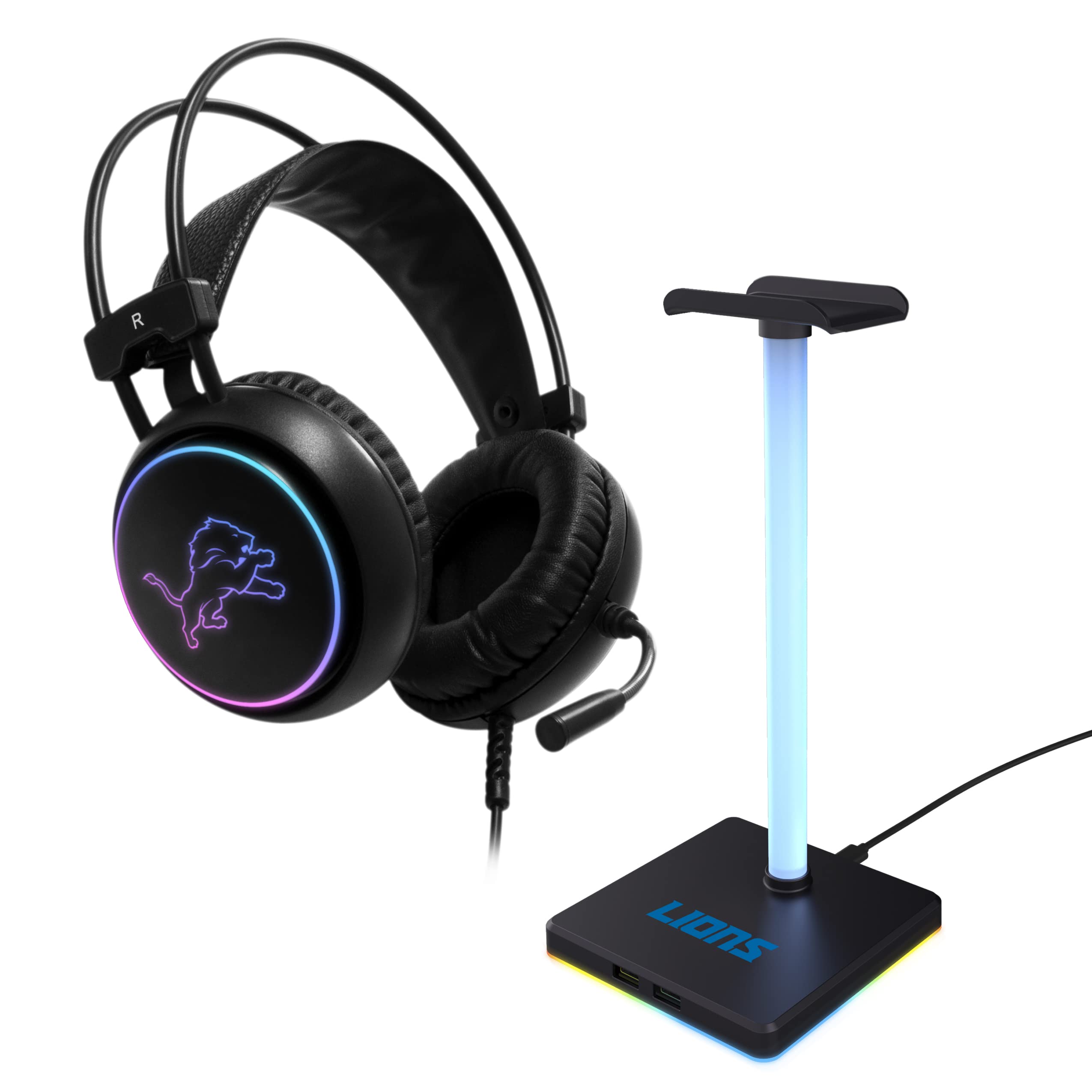SOAR NFL LED Gaming Headset with Stand - Wireless Bluetooth Headphones with Microphone for PC/PS5/Xbox - Perfect for Football Gaming & Home Decor