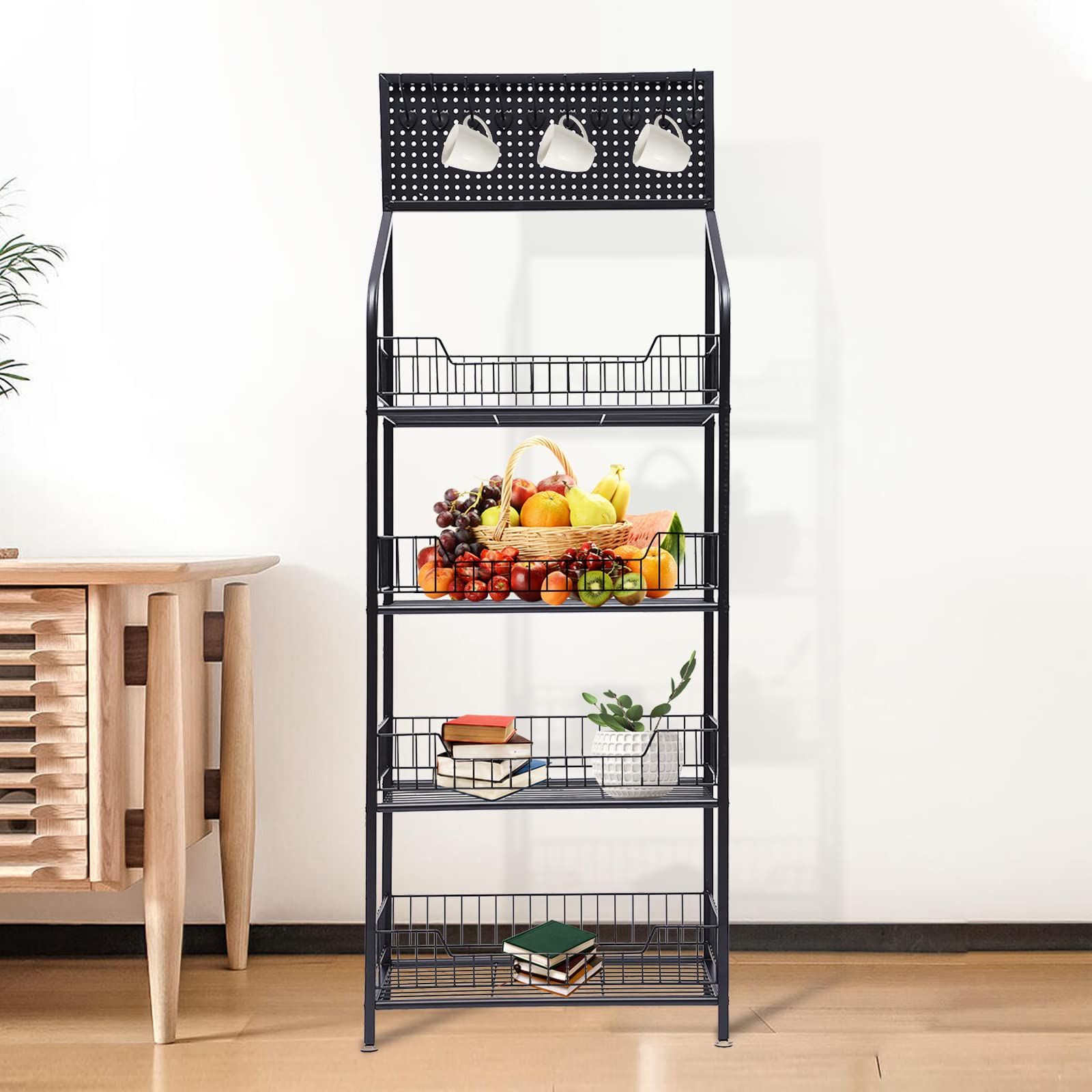 4-Tier Heavy Duty Metal Rolling Kitchen Shelf - 19.6