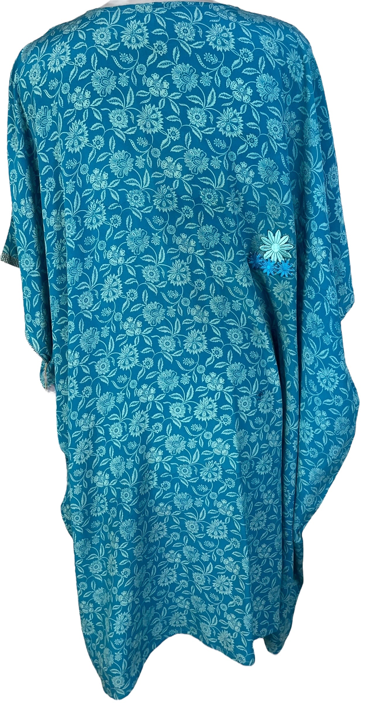 PRC6700 Wabi Sabi Pure Silk Midi Length Kaftan Dress - Elegant Boho Chic Loungewear for Beach Vacation & Summer Evenings