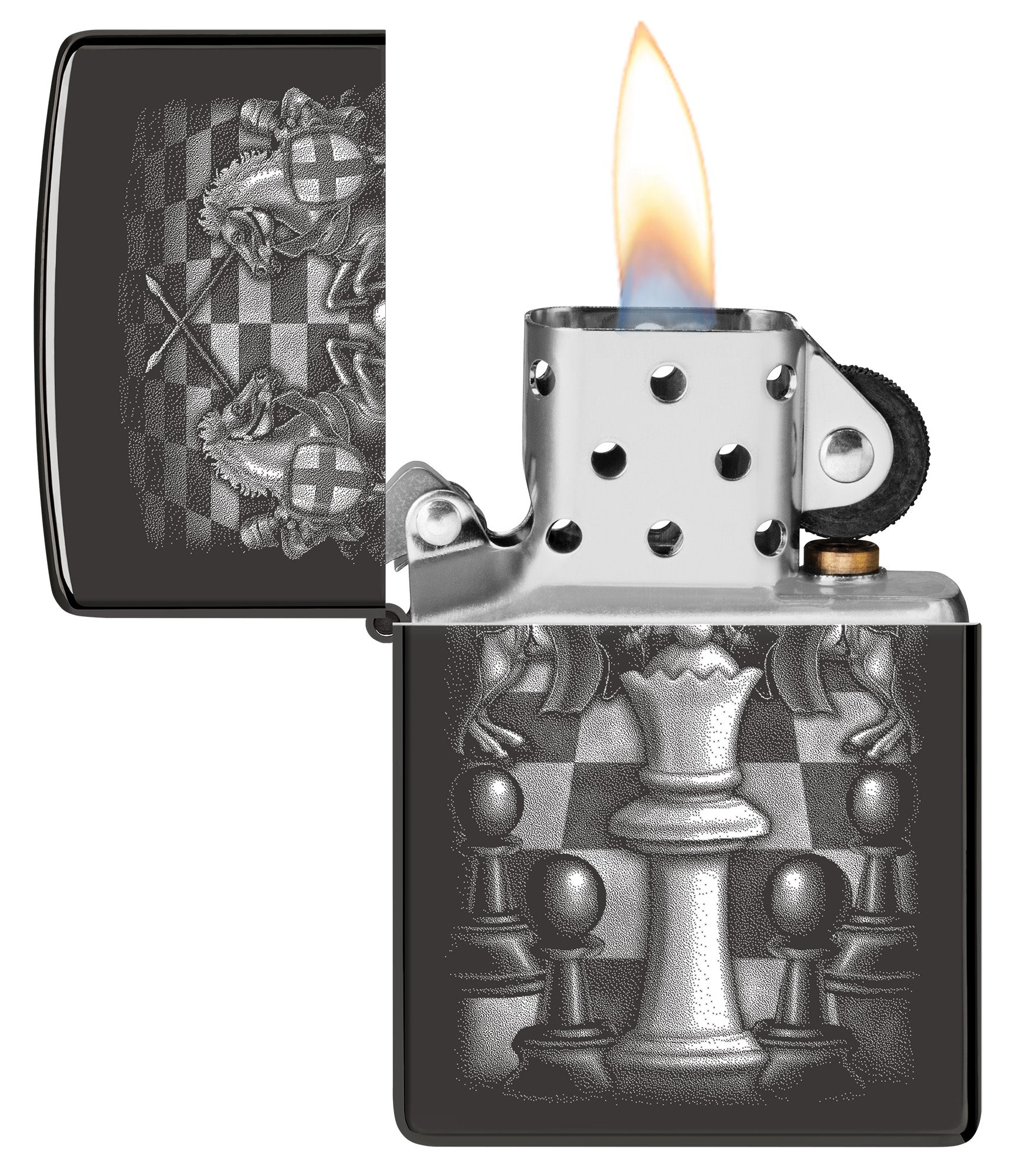 High Polish Black Chess Set - Elegant Chess Board with Photo Image Design - Perfect for Home Decor, Gifts & Game Nights