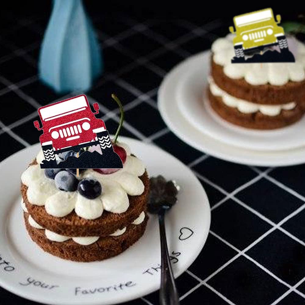 JeVenis 24 PCS Car Cake Toppers - Vehicle Themed Cupcake Decorations for Birthday Parties, Baby Showers & Gender Reveals - Perfect for Boys, Men & Car Enthusiasts