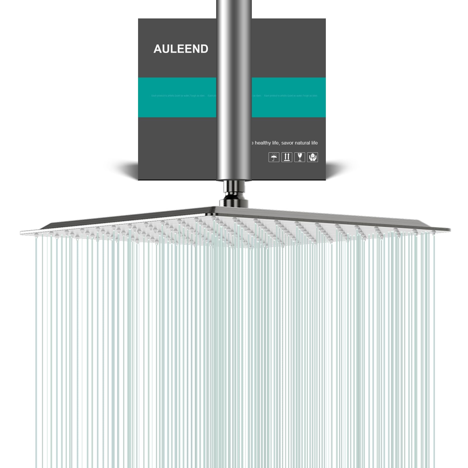 Premium All Metal Rainfall Shower Head - Brushed Nickel 12 Inch - Universal Fit for Any Bathroom Decor - Perfect for Spa-Like Luxury Showers & Modern Bathroom Upgrades