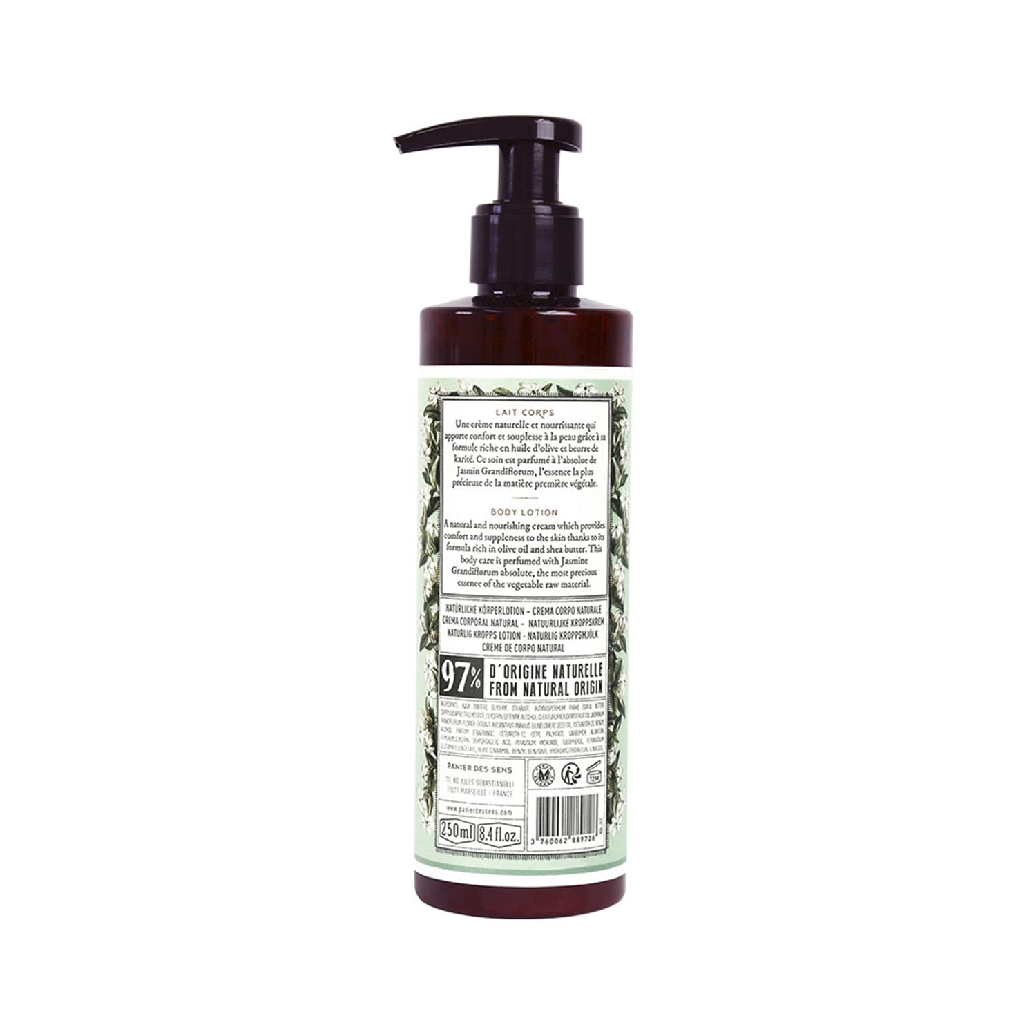 Panier des Sens Jasmine Body Lotion for Dry Skin - Hydrating & Nourishing Body Cream with Shea Butter & Olive Oil - 97% Natural Ingredients Moisturizer for Women - 8.45 Fl Oz - Perfect for Daily Hydration & Nighttime Skin Care