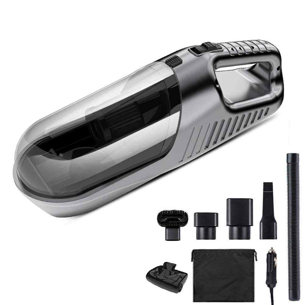Powerful 12V 5000Pa Car Vacuum Cleaner - 120W High Suction Handheld Auto Vacuum with 360° Cyclonic Design & 4.5M Cord - Portable for Car, Home, RV & Boat Cleaning (Gray)