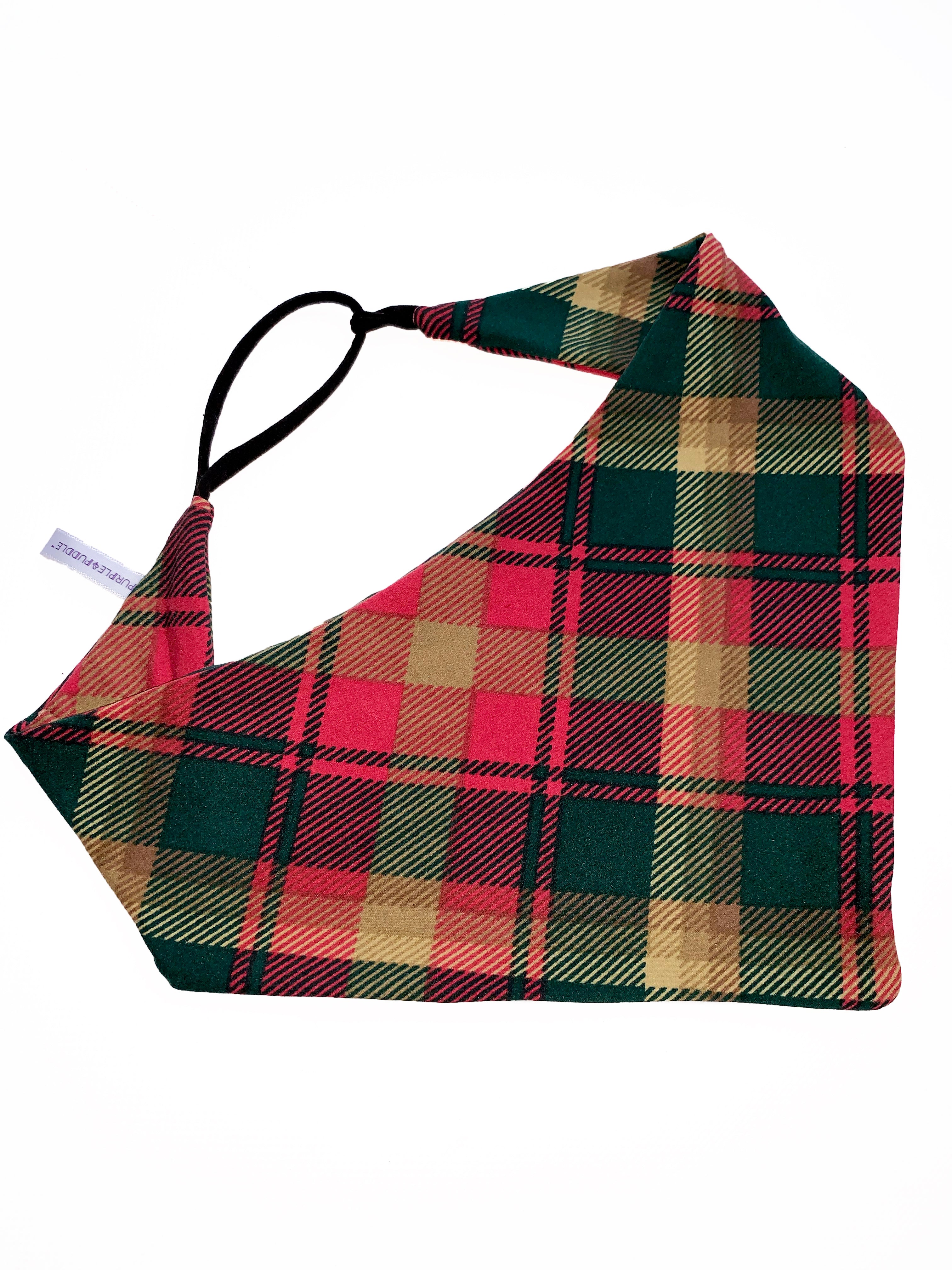 Maple Leaf Tartan Pet Bandana for Dogs & Cats - Adjustable & Stylish Dog Scarf for Canadian Pride - Perfect for Holidays, Outdoors & Photo Shoots
