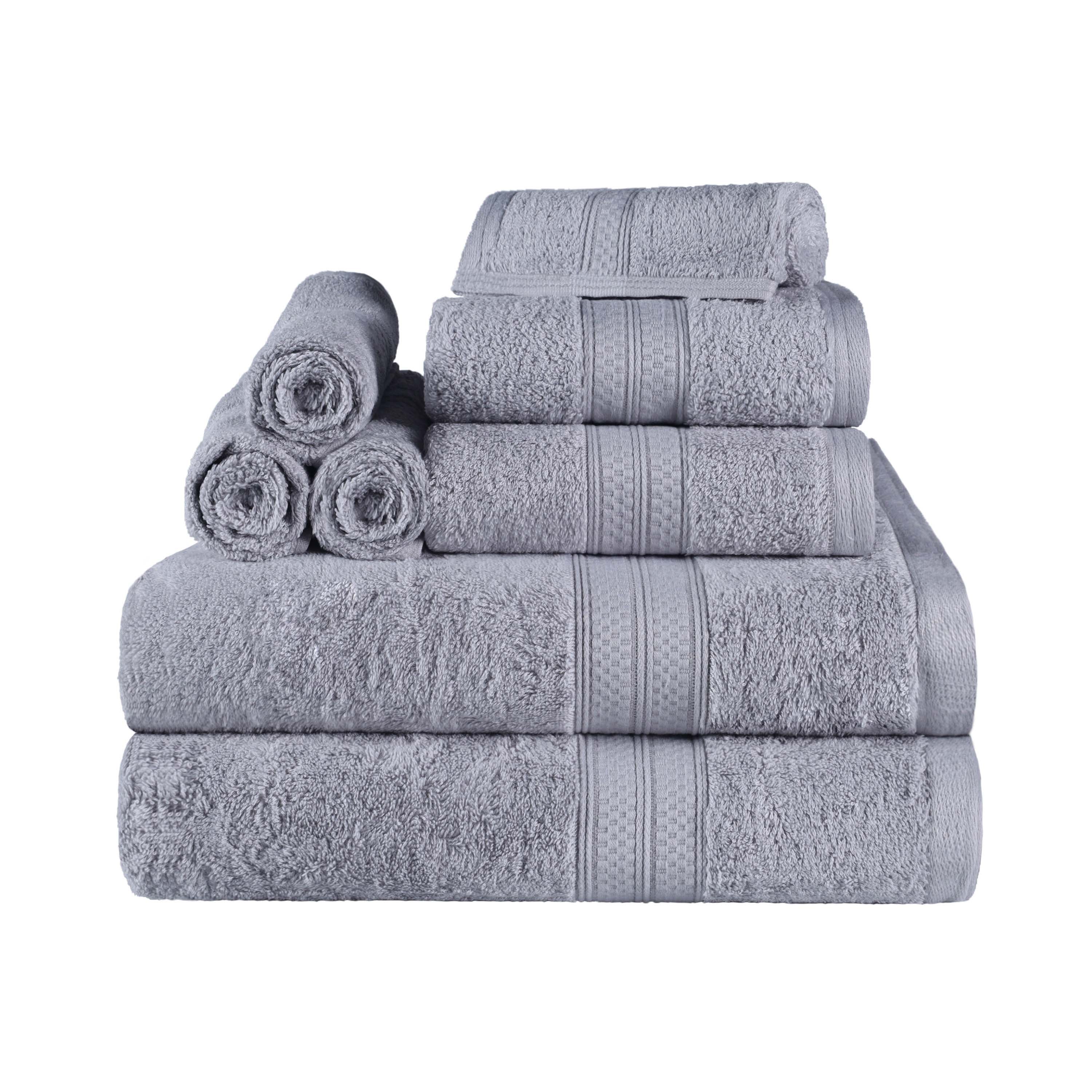 Ultra Soft Rayon Bamboo Cotton Blend 8-Piece Towel Set - Luxurious Bath & Spa Towels for Home, Hotel, and Gift Use