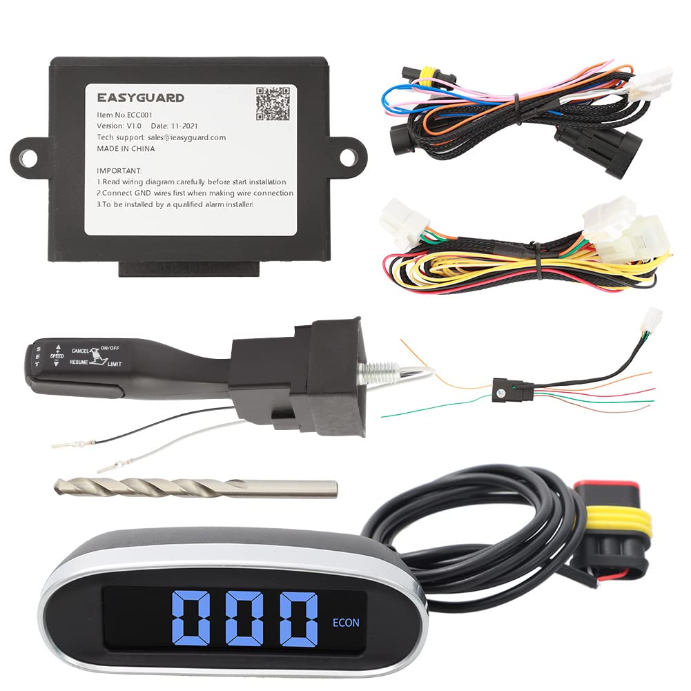 EASYGUARD ECC001 Universal 12V Electric Cruise Control System Kit - 6-Wire Throttle Speed Limiter for Cars | Perfect for Highway Driving & Long-Distance Travel