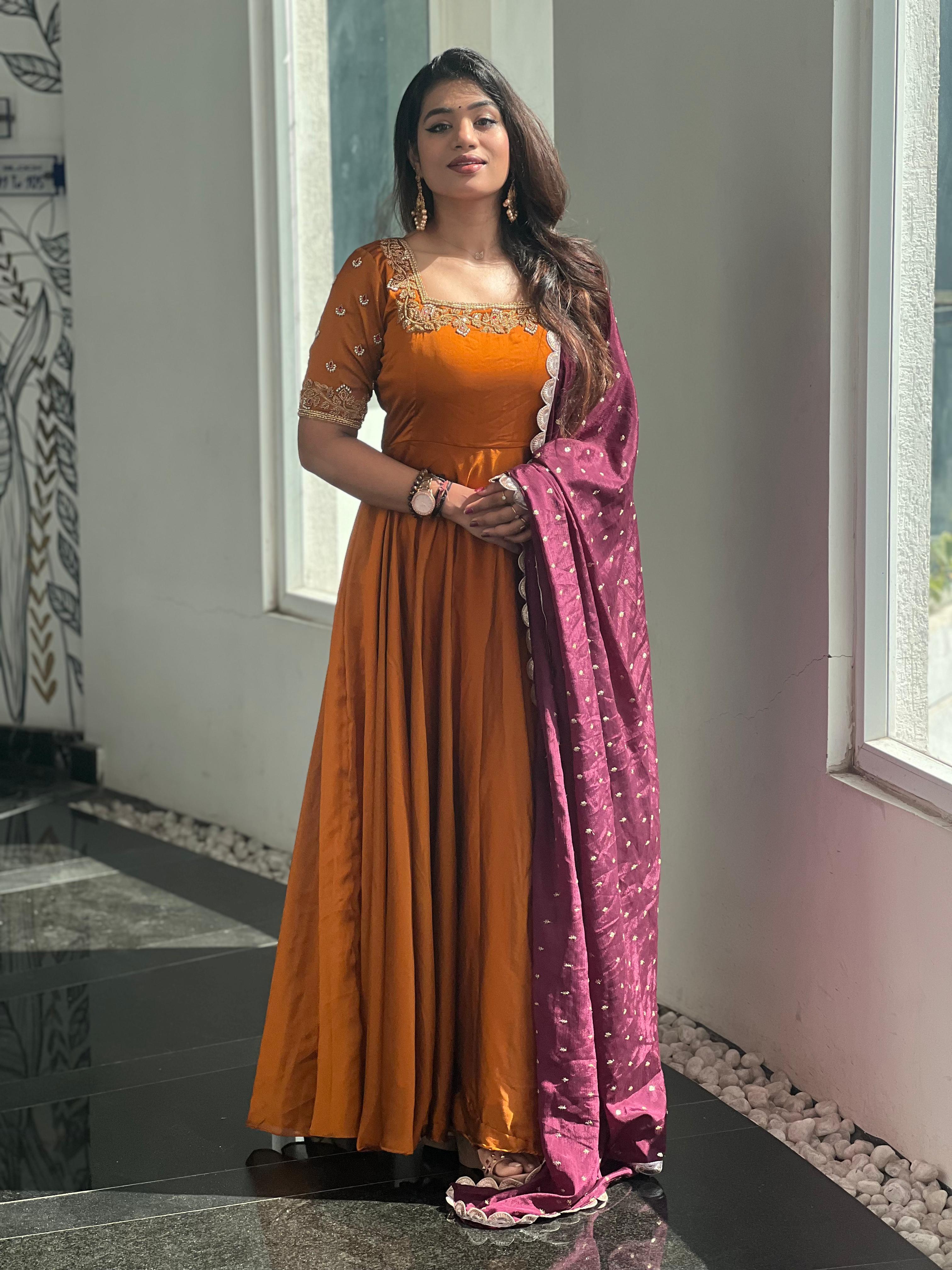 Brindha Premium Designer Anarkali Dress for Women - Elegant Indian Ethnic Wear for Parties, Weddings & Festive Occasions
