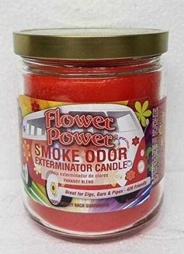 Smoke Odor Eliminator Candle - 13oz Jar with 8 Scents (Patchouli Amber, Lavender, Fall Leaves, Peace & Love, Flower Power, Cabin Nights, Eufloria, Sandalwood) - Home Air Freshener for Living Room, Bedroom & Bathroom