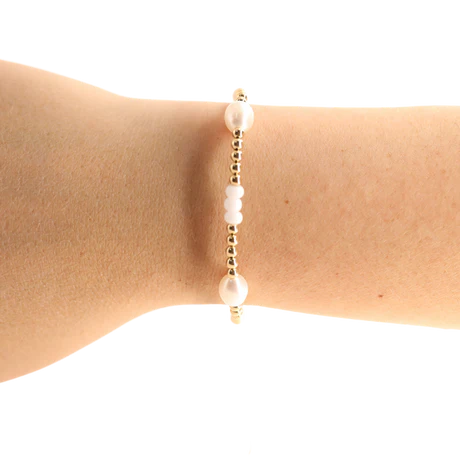 Elegant White Pearl Poppi Bracelet for Women - Beaded Blonde Jewelry | Perfect for Weddings, Parties & Everyday Wear