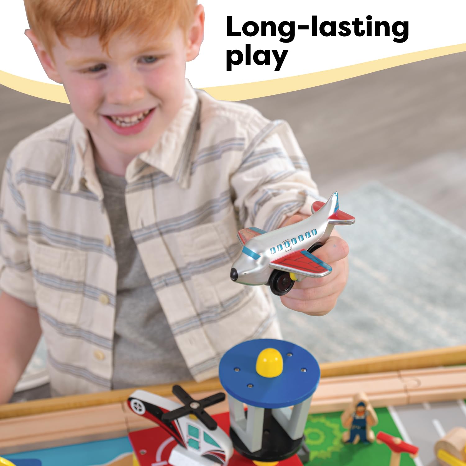 KidKraft 17850 Waterfall Mountain Wooden Train Set & Table - 120 Piece Toy Train Track with Storage Bins | Perfect for Kids Playroom, Preschool Learning & Creative Playtime