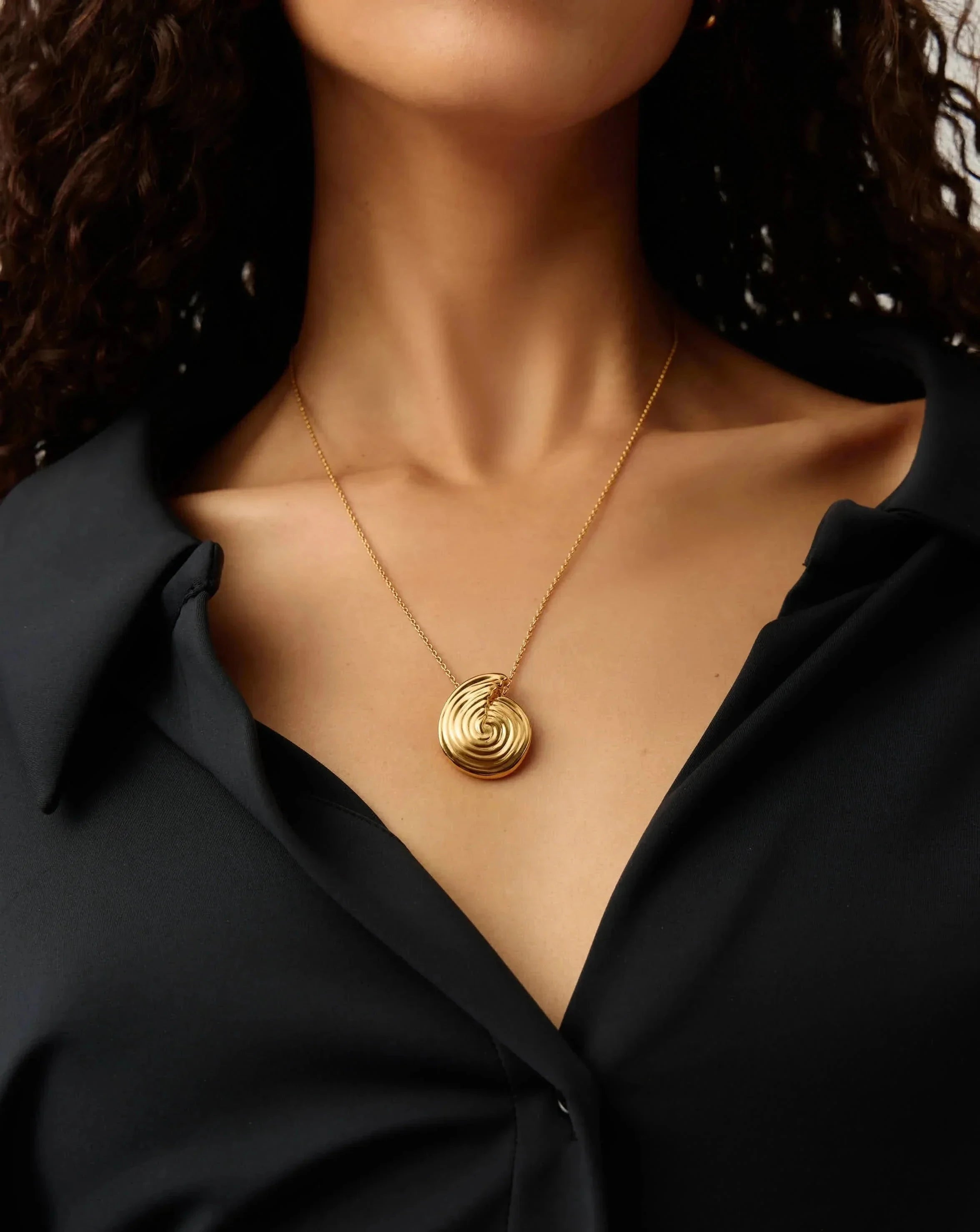 Spiral Large Pendant Necklace - 18k Gold Plated Women's Jewelry for Parties, Weddings & Special Occasions