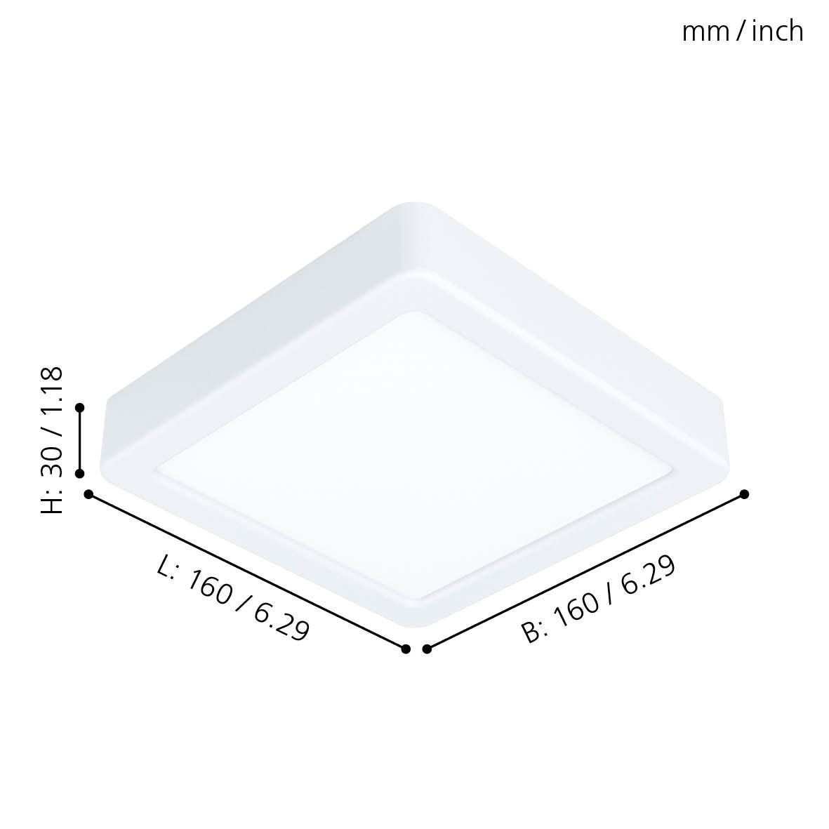 Eglo Fueva 5-LED Square Flush Mount Ceiling Light - 16cm Cool White - Modern Lighting for Kitchen, Bathroom & Hallway
