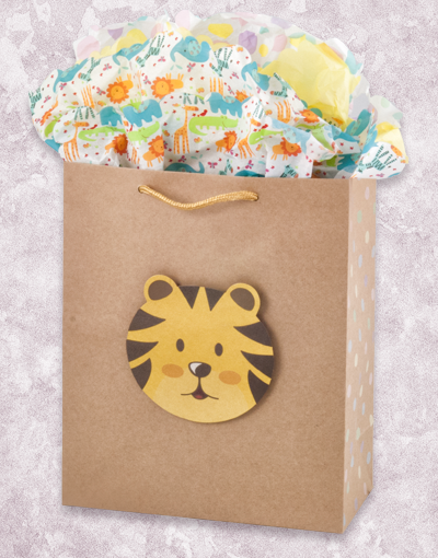 Animal Greetings Tiger Print Gift Bags for Birthday Party Favors, Baby Shower, Christmas & Holiday Presents - Perfect for Garden Themed Events