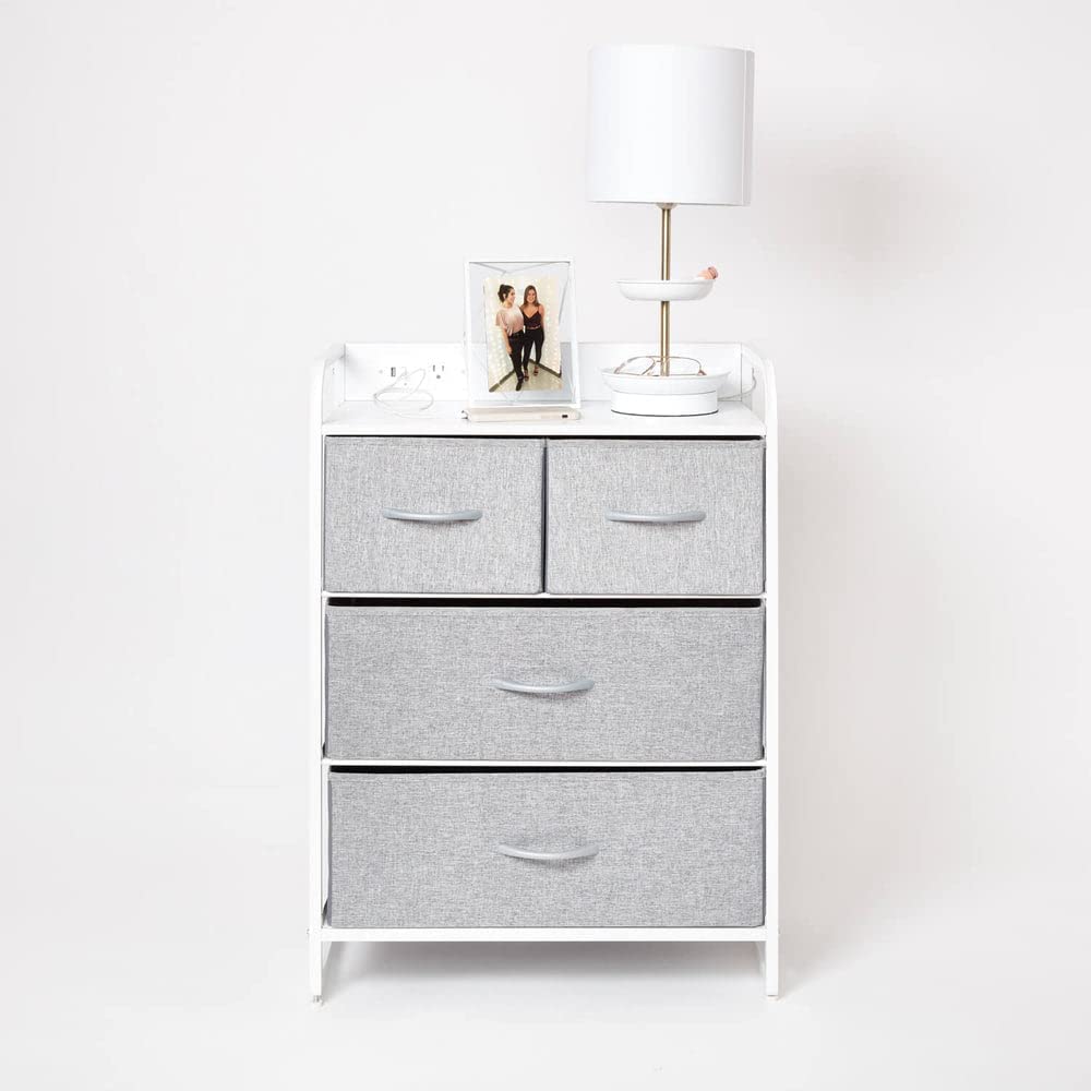 Dormify 4-Drawer Rolling Dresser with USB Charger - Grey Closet Organizer for Clothes, Shoes & Accessories | Perfect for Bedroom, Dorm, or Small Space Storage