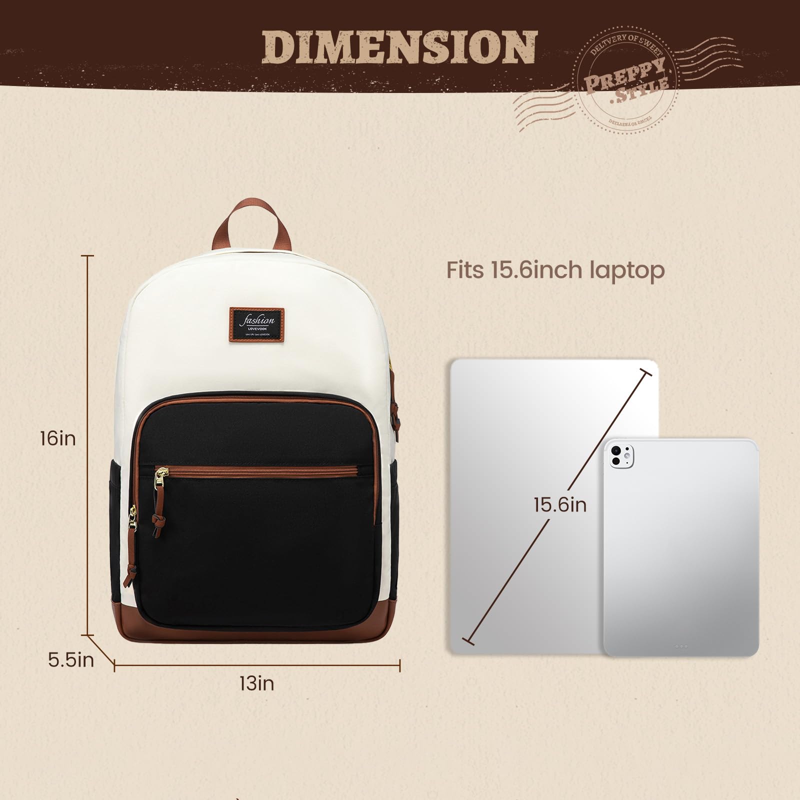 LOVEVOOK Lightweight Water Resistant Backpack for School & Travel - College Laptop Backpack with 15.6