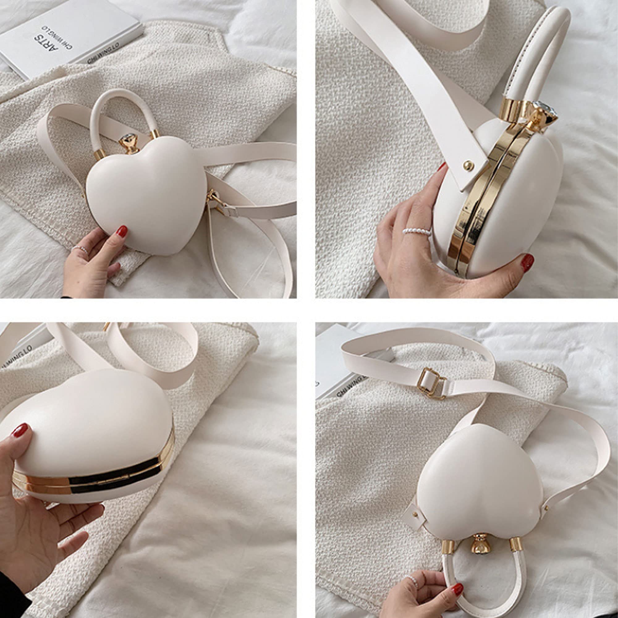 Goclothod Buddy Women's Heart-Shaped PU Leather Clutch Purse - Elegant Shoulder Bag for Parties, Date Nights & Special Occasions