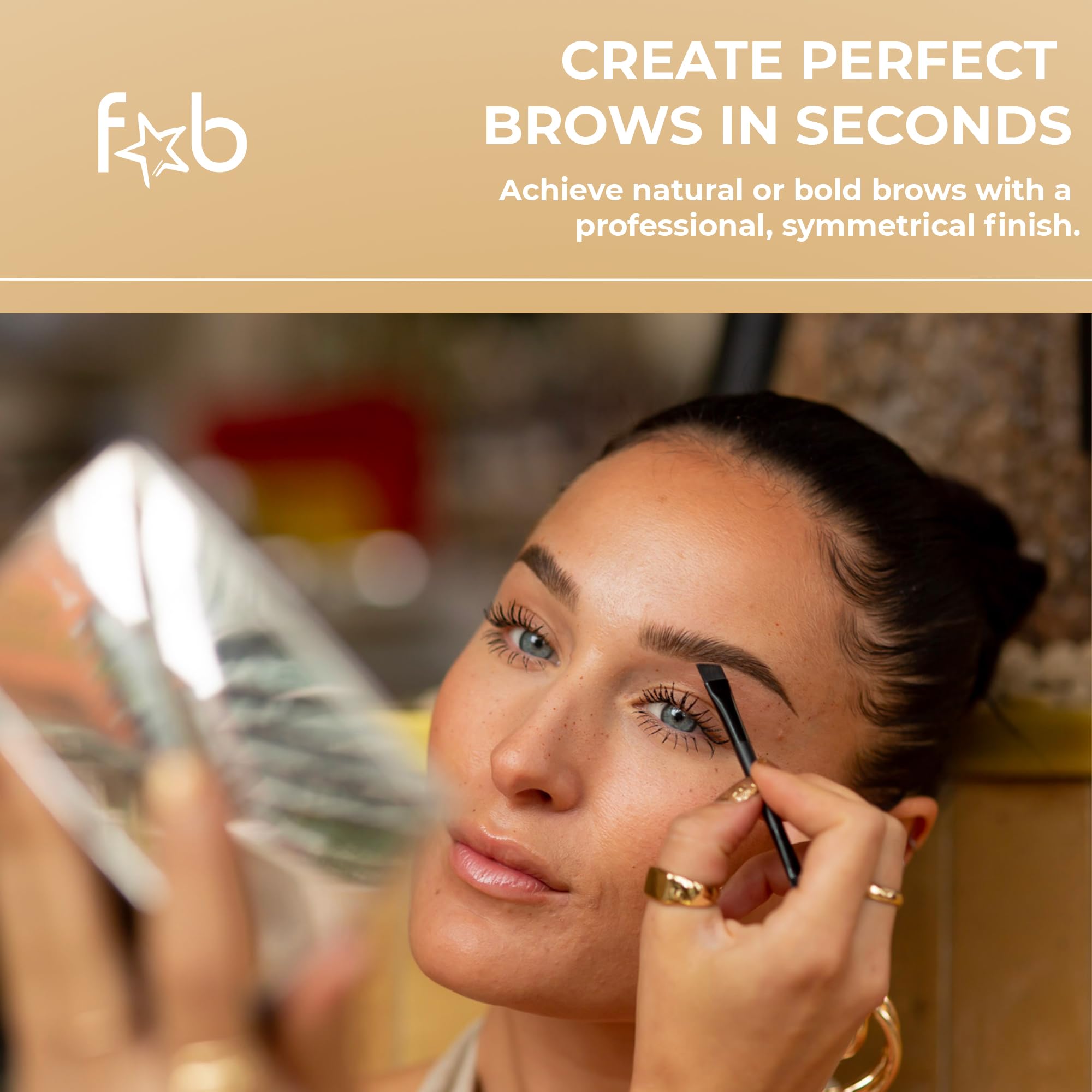 Waterproof Duo Eyebrow Kit with Brow Stencil & Compact Mirror - Slate/Black Eyebrow Shaper & Contour Palette for Perfect Brows | Everyday Makeup & Professional Salon Use