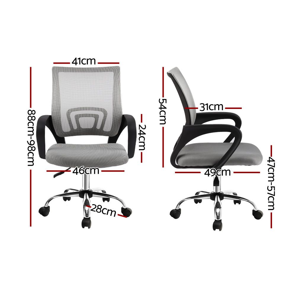 Ergonomic Mesh Office Chair with Mid Back Support - Grey - Perfect for Home Office, Gaming, and Workspace Comfort