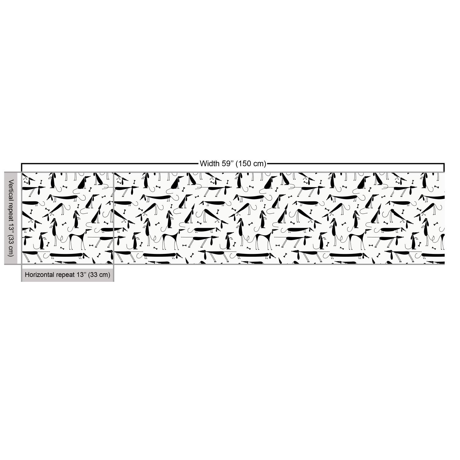 Ambesonne Dachshund Print Fabric by The Yard - Black & White Monochrome Dog Silhouette with Abstract Bone Pattern | 3 Yards Upholstery Material for Pet Lovers, Home Decor, DIY Projects & Crafting (Dog-Themed Curtains, Pillows, Quilts)