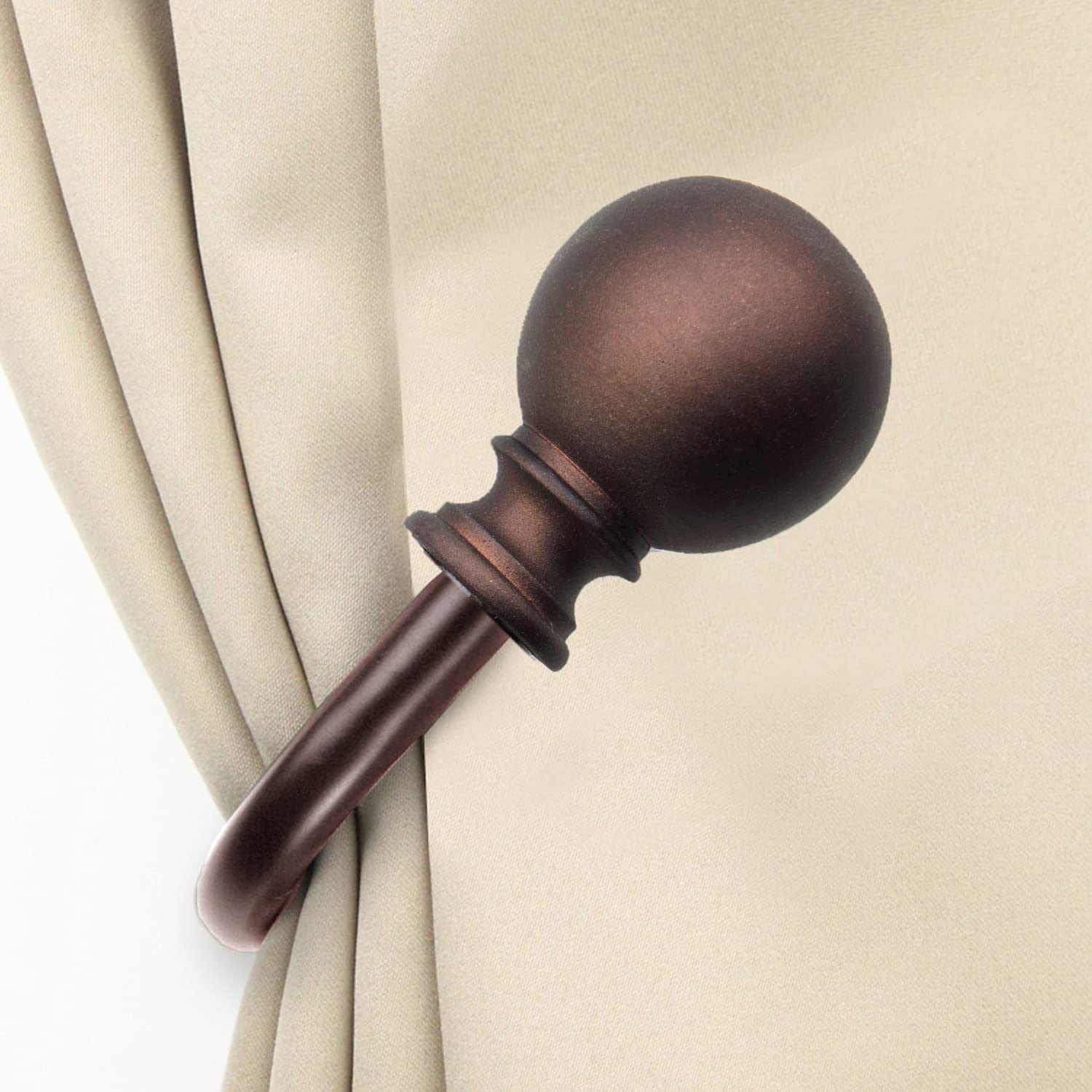 Lisa Curtain Rod Holdback - Cocoa Brown Decorative Drapery Hook for Living Room, Bedroom & Window Treatments - Elegant Home Decor Accessory