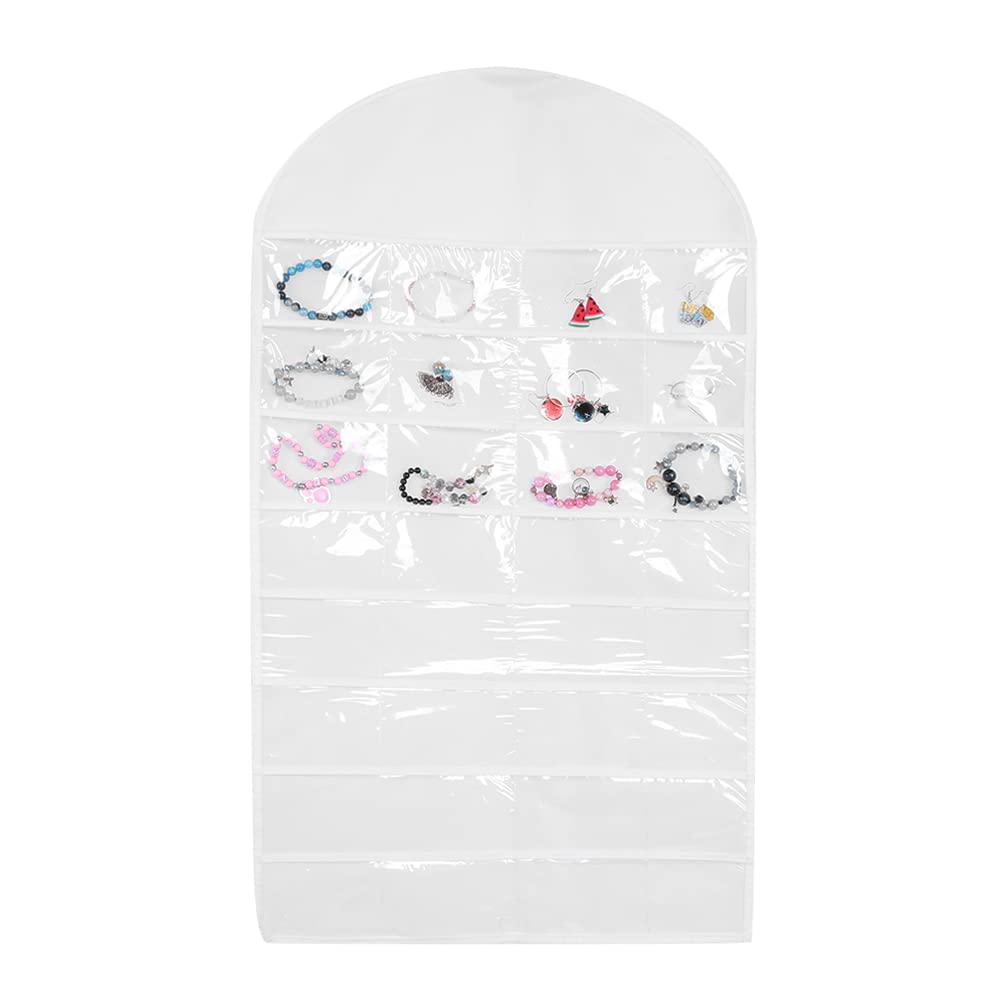 Gaeirt Premium Hanging Jewelry Organizer - Clear Plastic Jewelry Storage Bag for Necklaces, Earrings & Accessories - Portable Jewelry Display Case for Travel & Home Organization (White) | Perfect for Closet, Dresser & Suitcase Storage