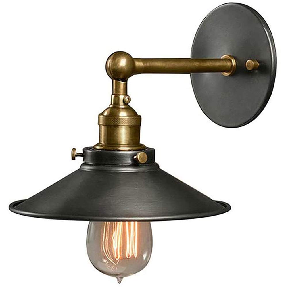 Vintage Wrought Iron Glass Wall Lamp - Rustic Single Light Fixture for Restaurant, Bedroom, Aisle & Stairs - Bulbs Not Included - Perfect for Farmhouse, Cottage & Industrial Decor