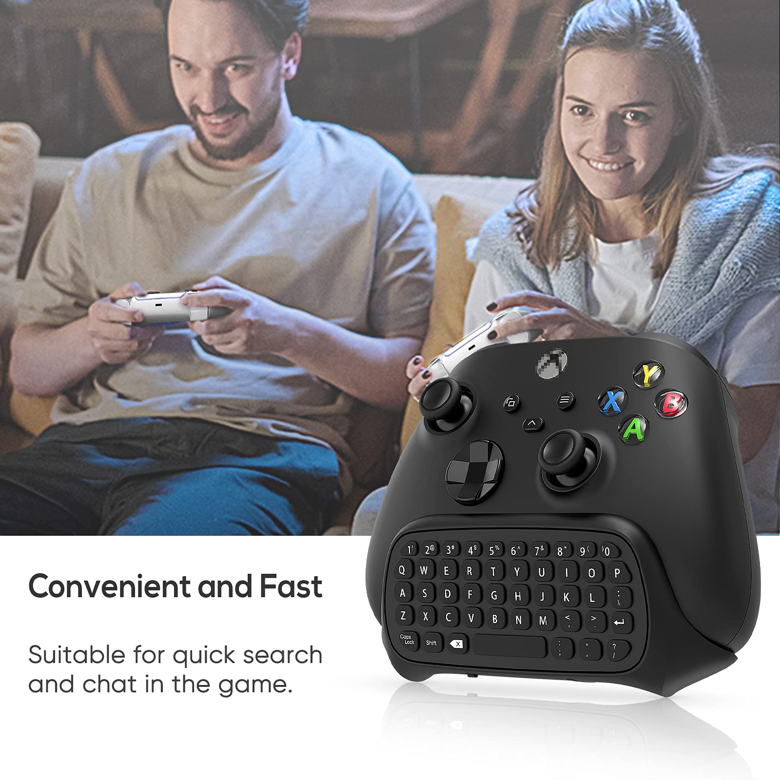 Wireless Gaming Keyboard for Xbox Series X/S, One/One X/S & Elite Controllers - Chatpad with USB Receiver & Audio Jack - Perfect for Messaging & Voice Chat (Controller Not Included) - Black - Ideal for Xbox Gaming & Online Communication