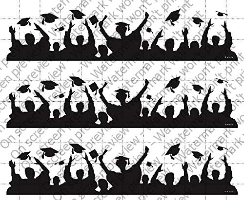 Graduation Cake Decorations - Set of 3 Edible Cake Borders for Graduation Party, Birthday & Celebration | Graduation Hats Design