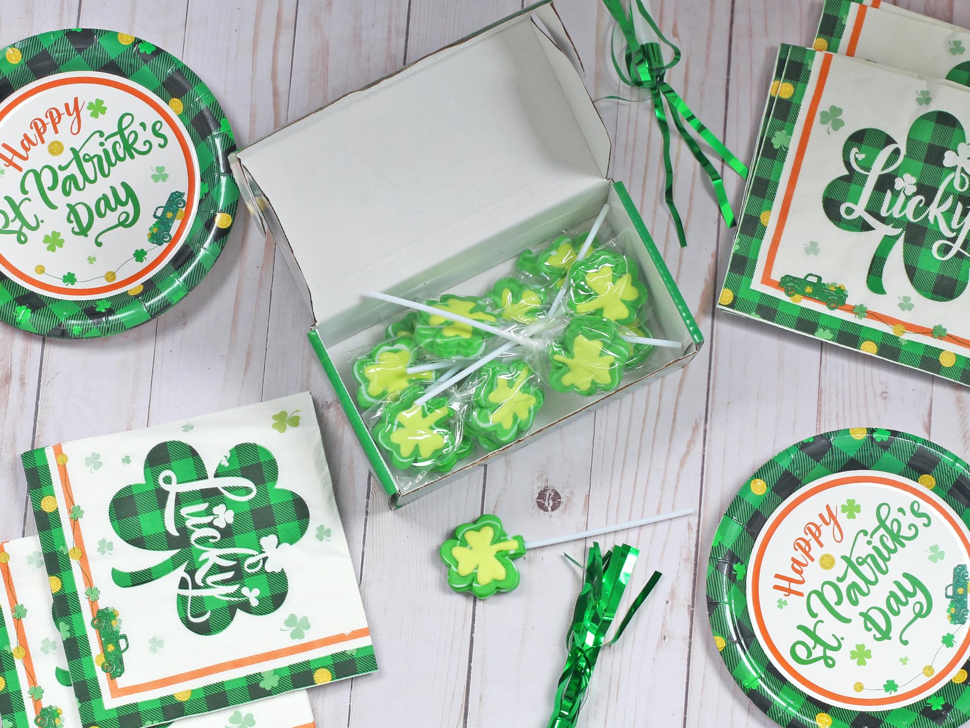 12 Shamrock Lollipops - St. Patrick's Day Green Candy & Party Favors - Irish Themed Treats for Festive Celebrations, Office Gifts & School Events