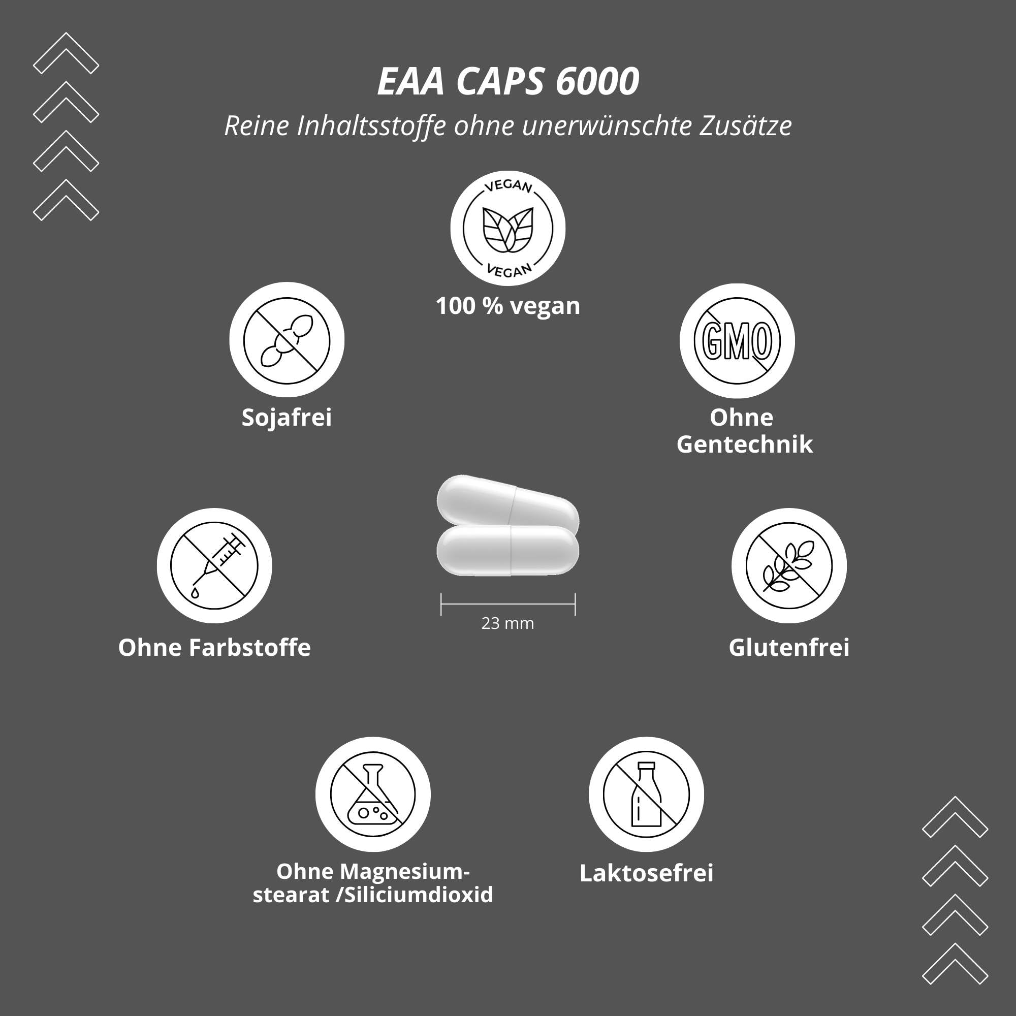 Alphatier EAA Capsules - 360 Mega Caps 750mg - High Dose Vegan - 8 Essential Amino Acids - Pure Protein Capsules No Additives - Amino Supplement for Muscle Recovery, Workout & Fitness