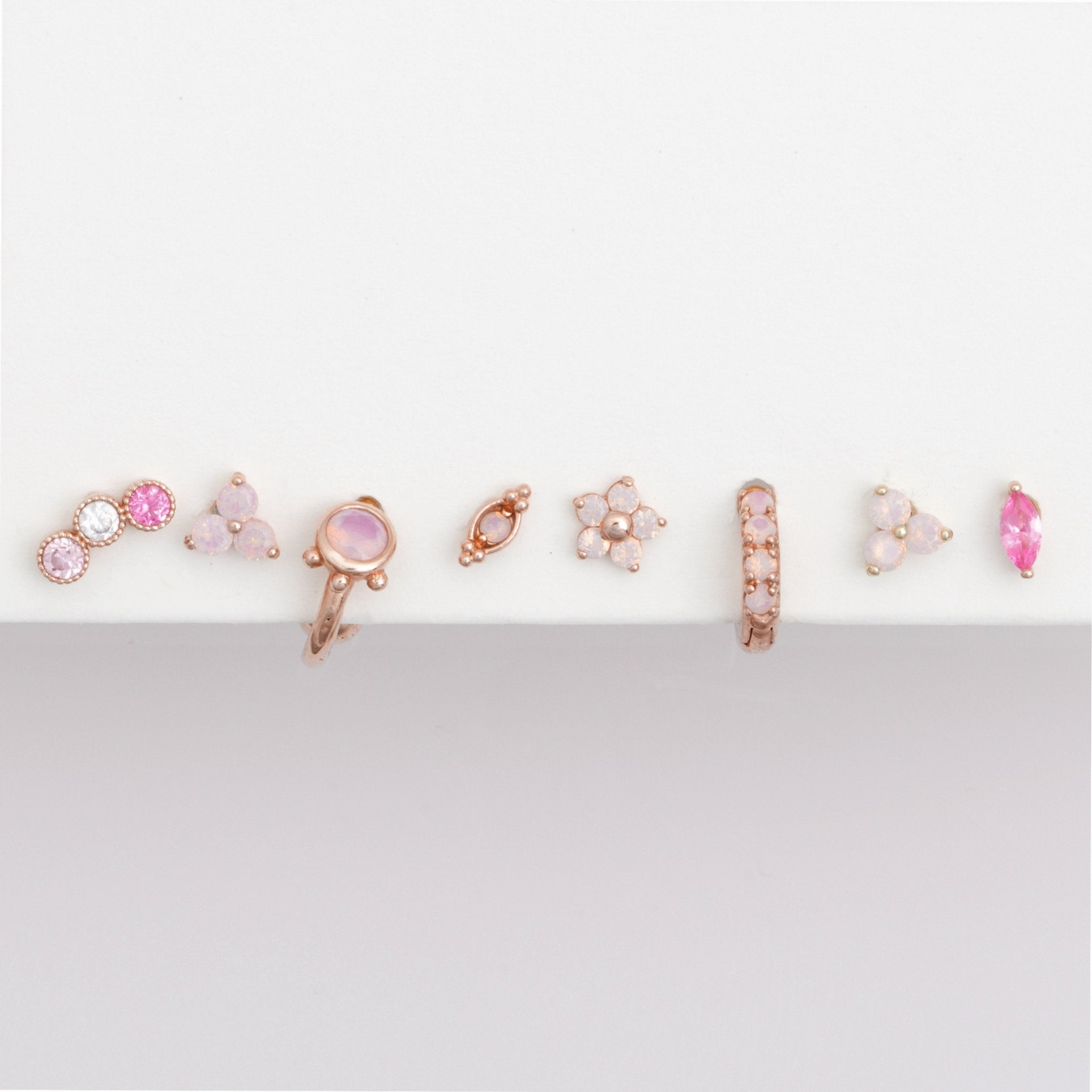 14k Rose Gold Pink Opal Huggie Earrings | Dainty Hoop Earrings for Women | Perfect for Everyday Wear, Date Nights & Gifts