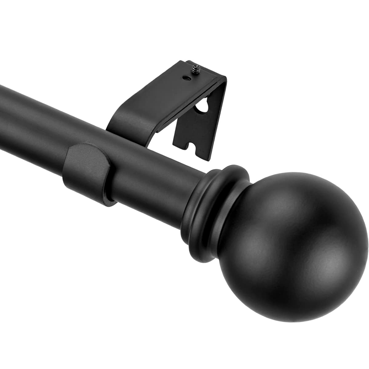 YunNephele 36-72 Inch Adjustable Window Curtain Rod - Matte Black Heavy Duty Metal Drapery Rod with Classic Ball Finial Design (1 Inch Diameter) for Living Room, Bedroom & Home Decor