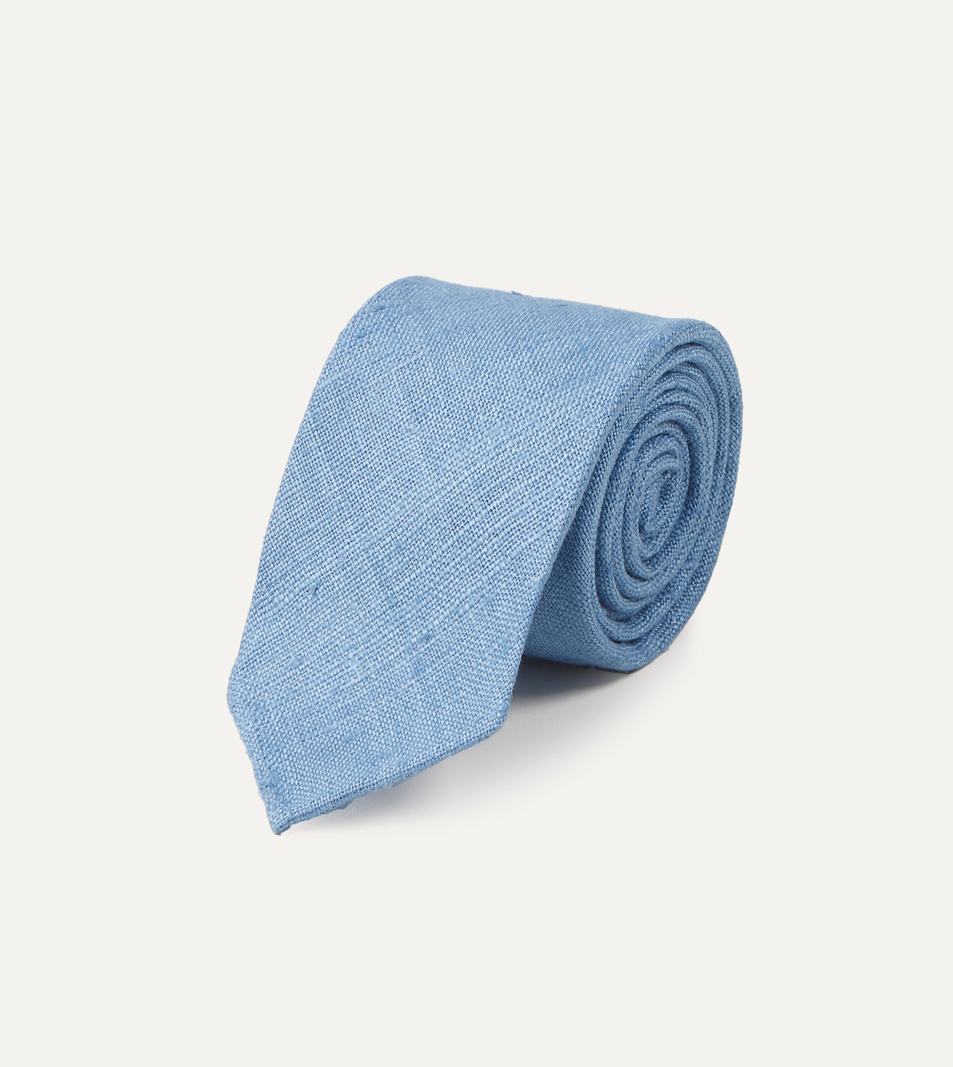 Handmade Blue Tussah Silk Tie for Men - Luxury Hand Rolled Necktie for Business, Weddings & Formal Occasions