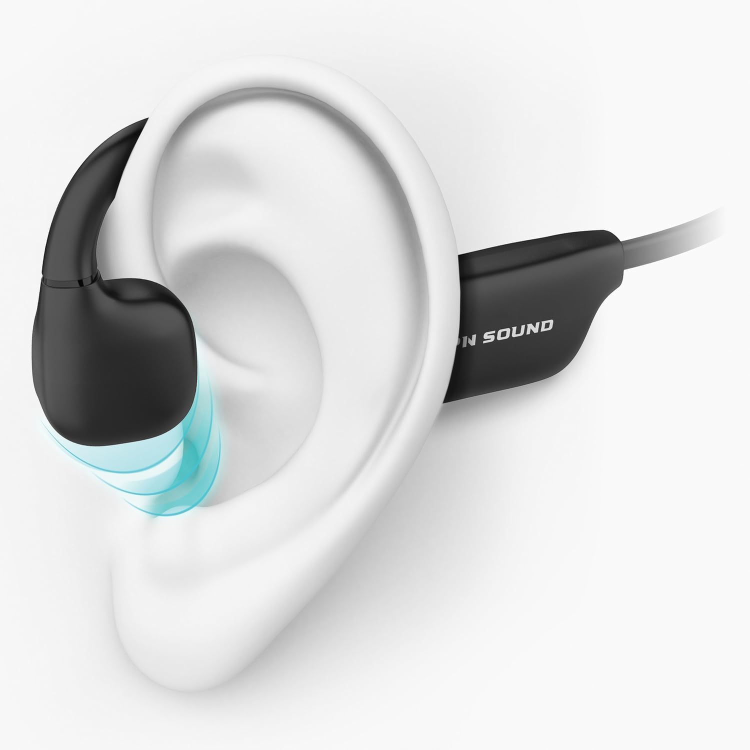 Osso Bluetooth Bone Conduction Headphones with Built-in Mic - Wireless Open-Ear Headset for Running, Cycling & Workouts (Black) - Sweatproof Sport Earphones for Gym, Jogging & Outdoor Activities