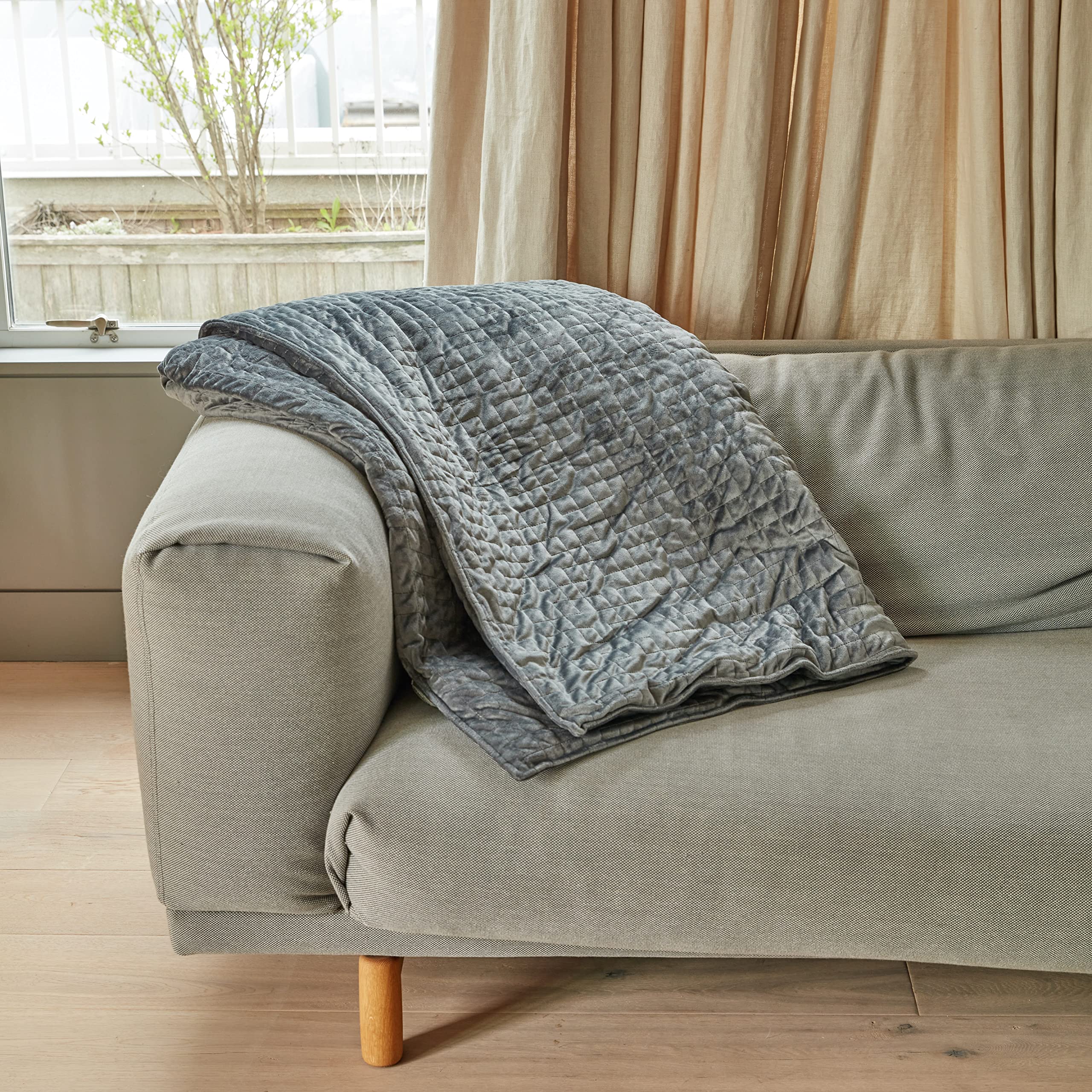 15 lbs Weighted Blanket for Adults - Grey Twin Size 48