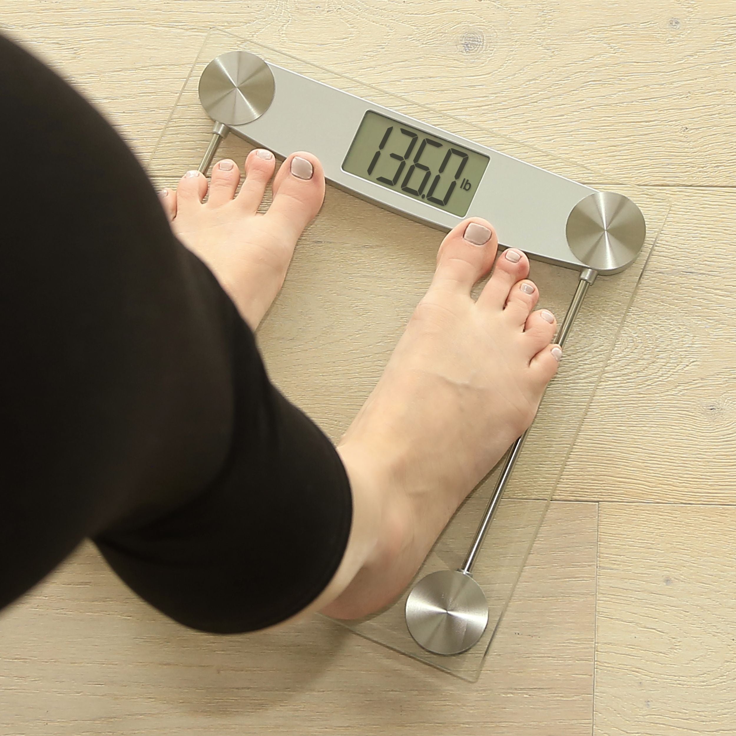 Accurate Clear Glass Digital Bathroom Scale - Square Design for Precise Weight Measurement | Perfect for Home, Gym, and Health Tracking