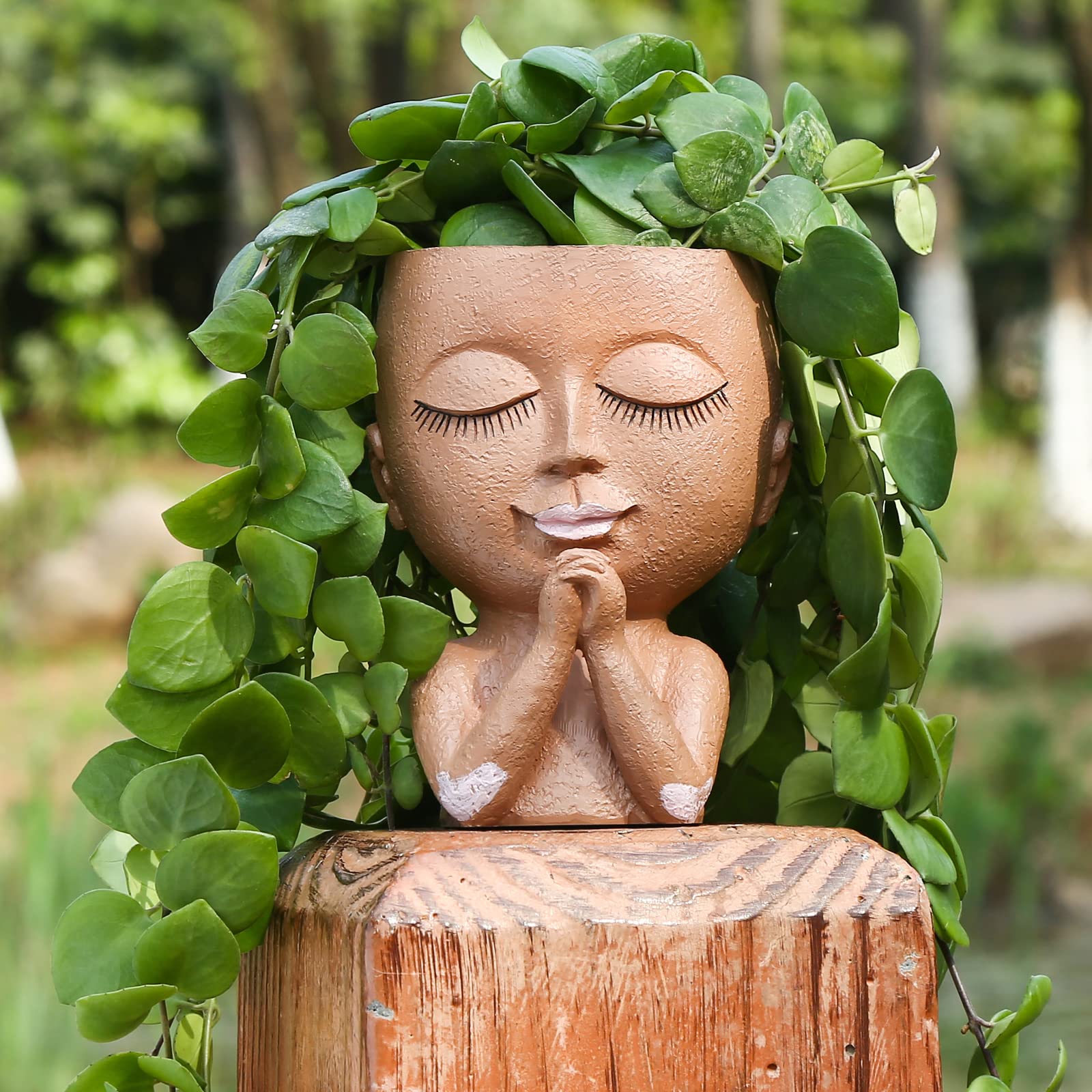 Stylish Face Planters for Succulents & Flowers - Cute Head Shaped Pots for Indoor & Outdoor Plants - Perfect for Home Decor, Office Desk & Garden