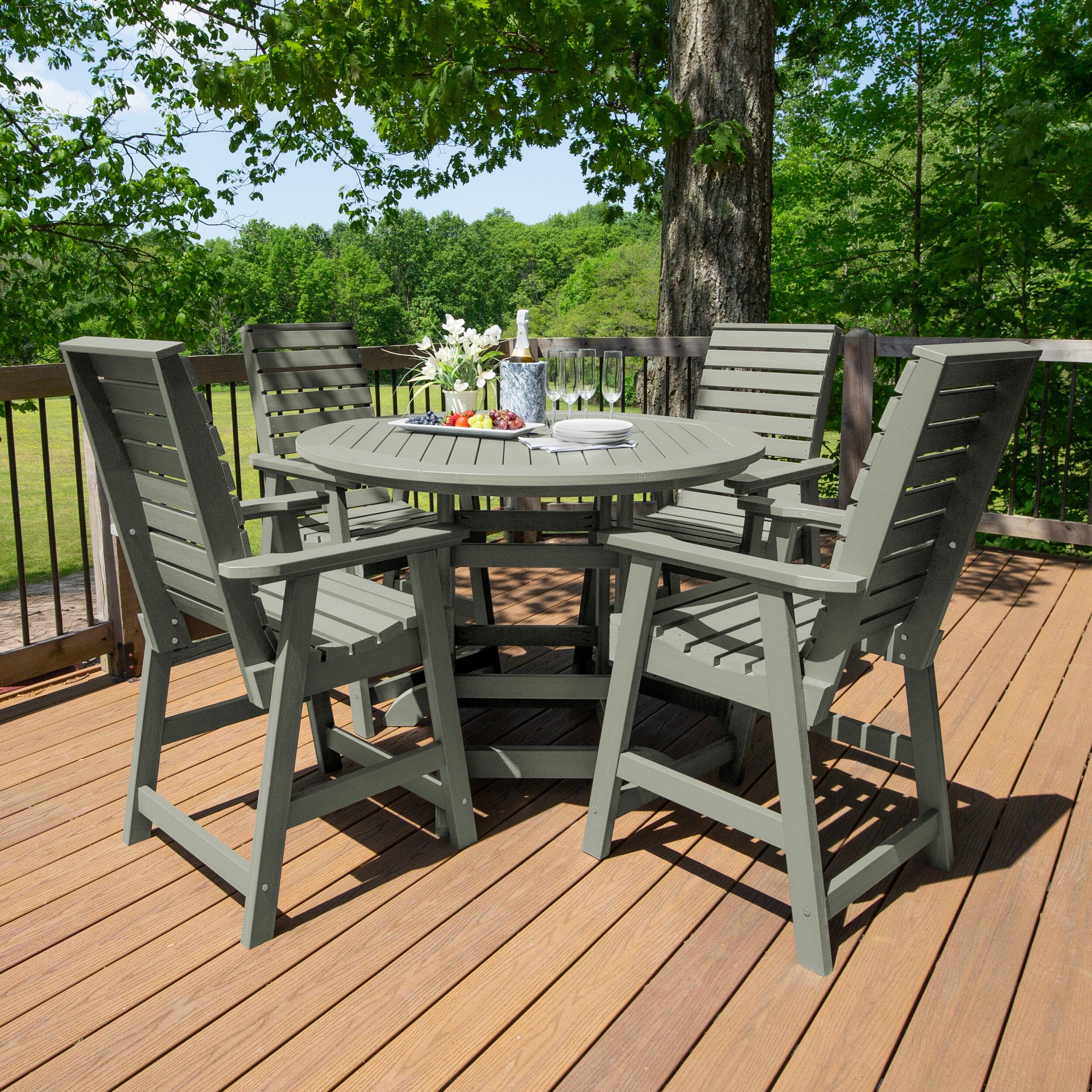 Weatherly 5-Piece 48-Inch Round Counter Height Dining Set - Perfect for Small Spaces, Breakfast Nooks & Outdoor Patios