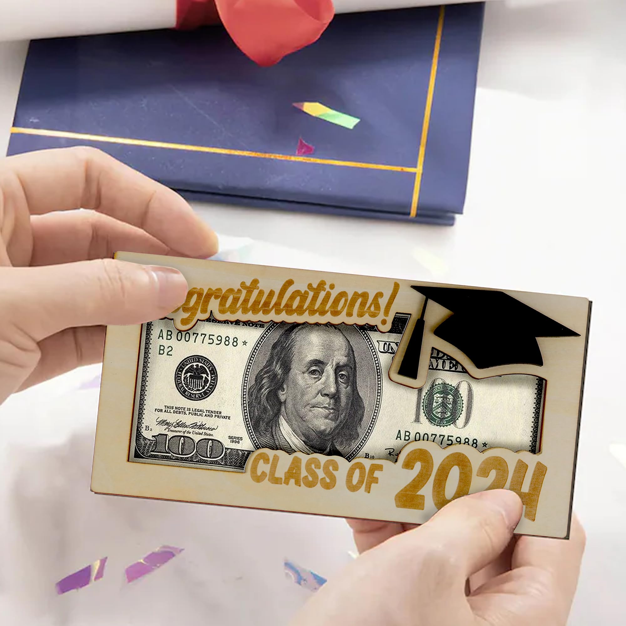 2024 Graduation Money Holder - Cash Gift Envelope for Graduates | Perfect for High School & College Graduation Gifts, Diploma Money Present, Commencement Celebrations