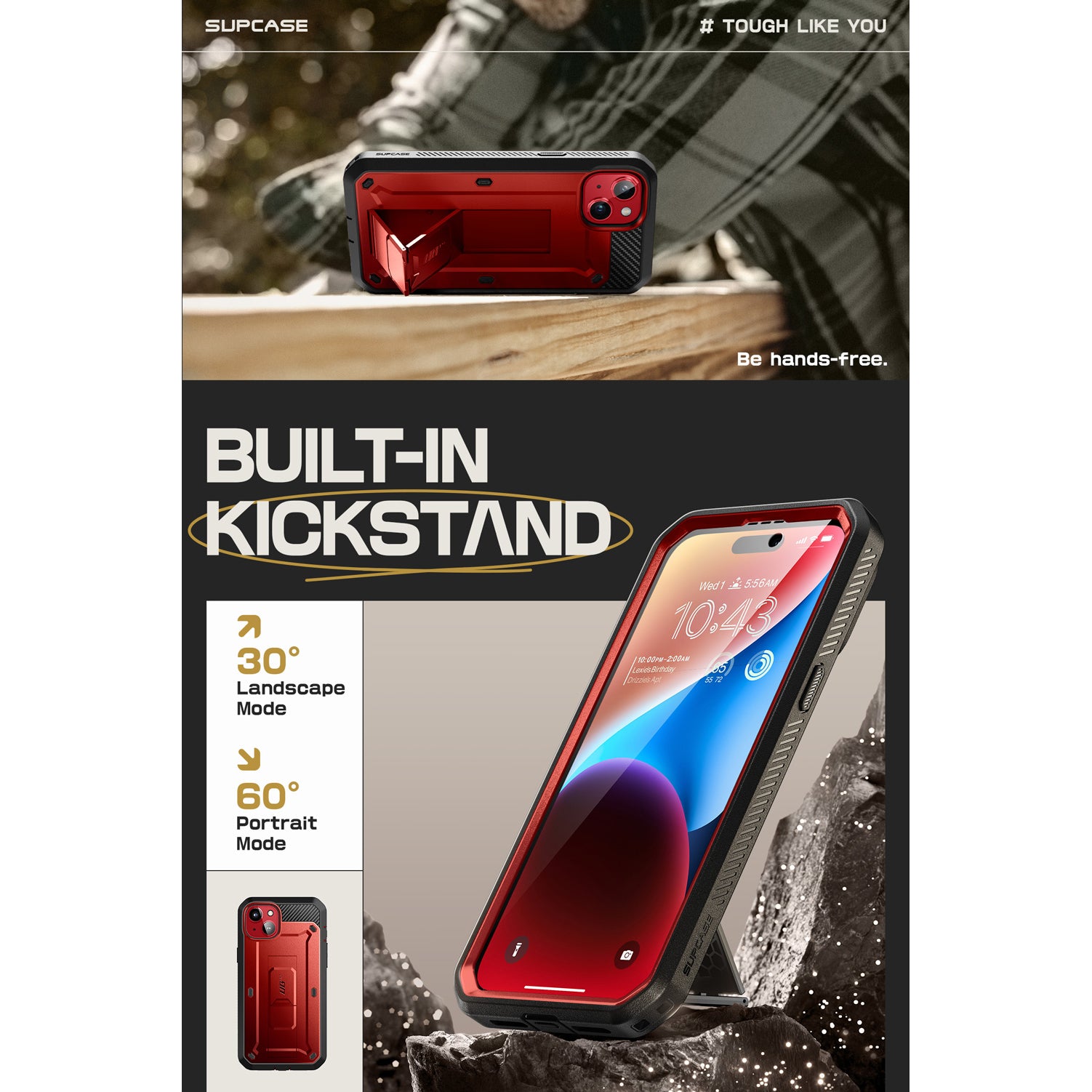 iPhone 15 6.1 Inch Unicorn Beetle PRO Rugged Case - Shockproof & Drop Protection - Metallic Red (Open Box) - Perfect for Outdoor Adventures, Construction Work & Extreme Sports