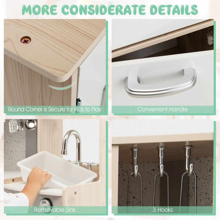 Wooden Kitchen Playset for Kids with Cookware Accessories - Pretend Play Toy for Toddlers & Preschoolers - Perfect for Home, Classroom, and Daycare Role-Playing Activities